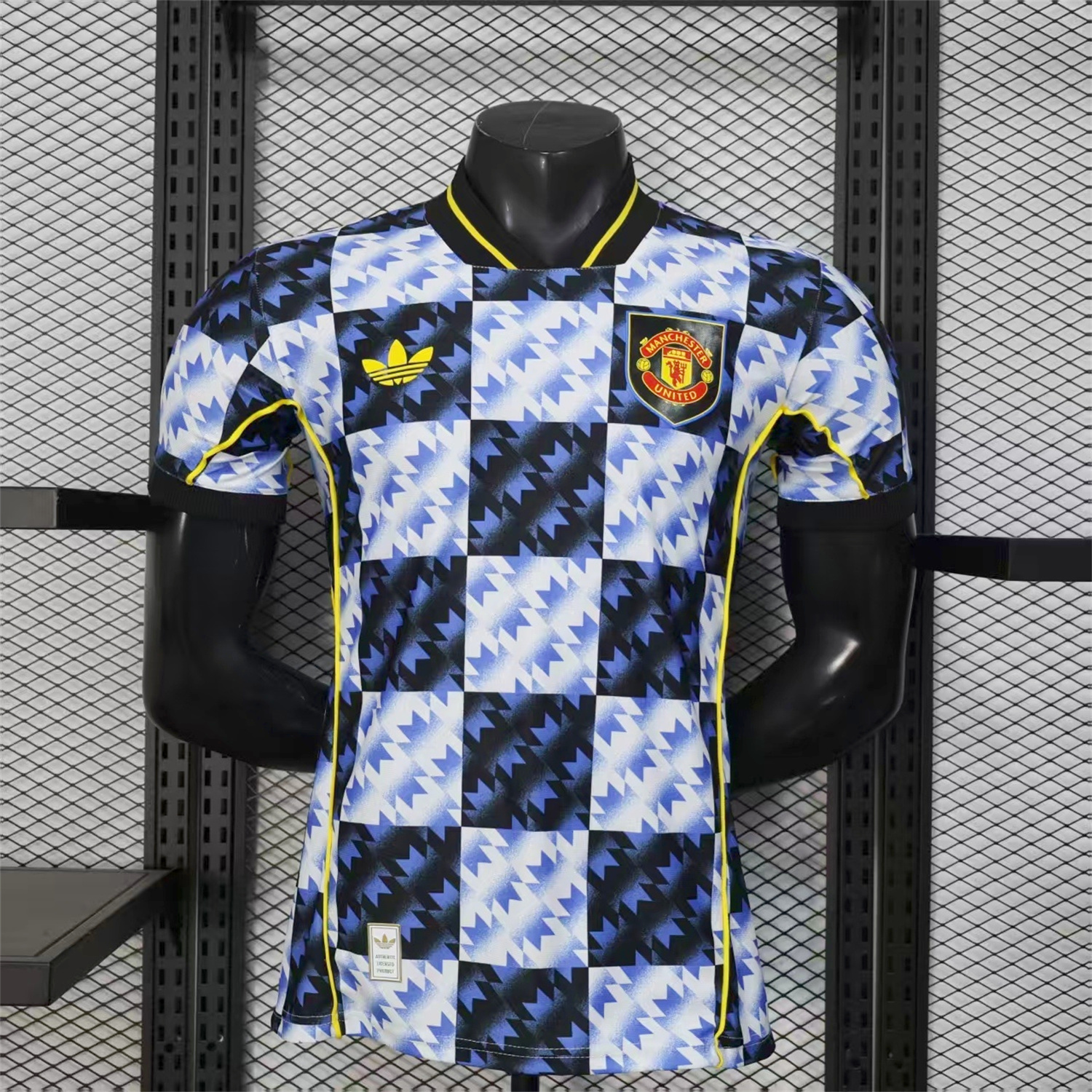 AlphaJersey-Manchester United 25-26 Blue And Black Checkerboard Special Jersey - Player Version