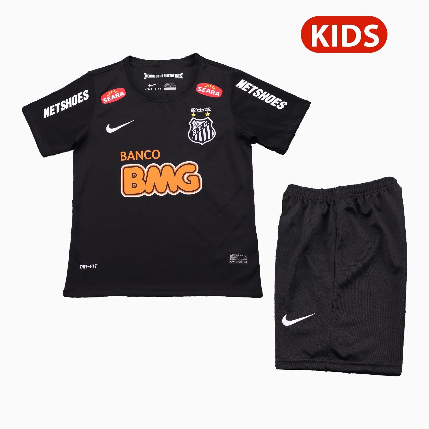 AlphaJersey-Retro Santos 2012 Black Special Kids Kit