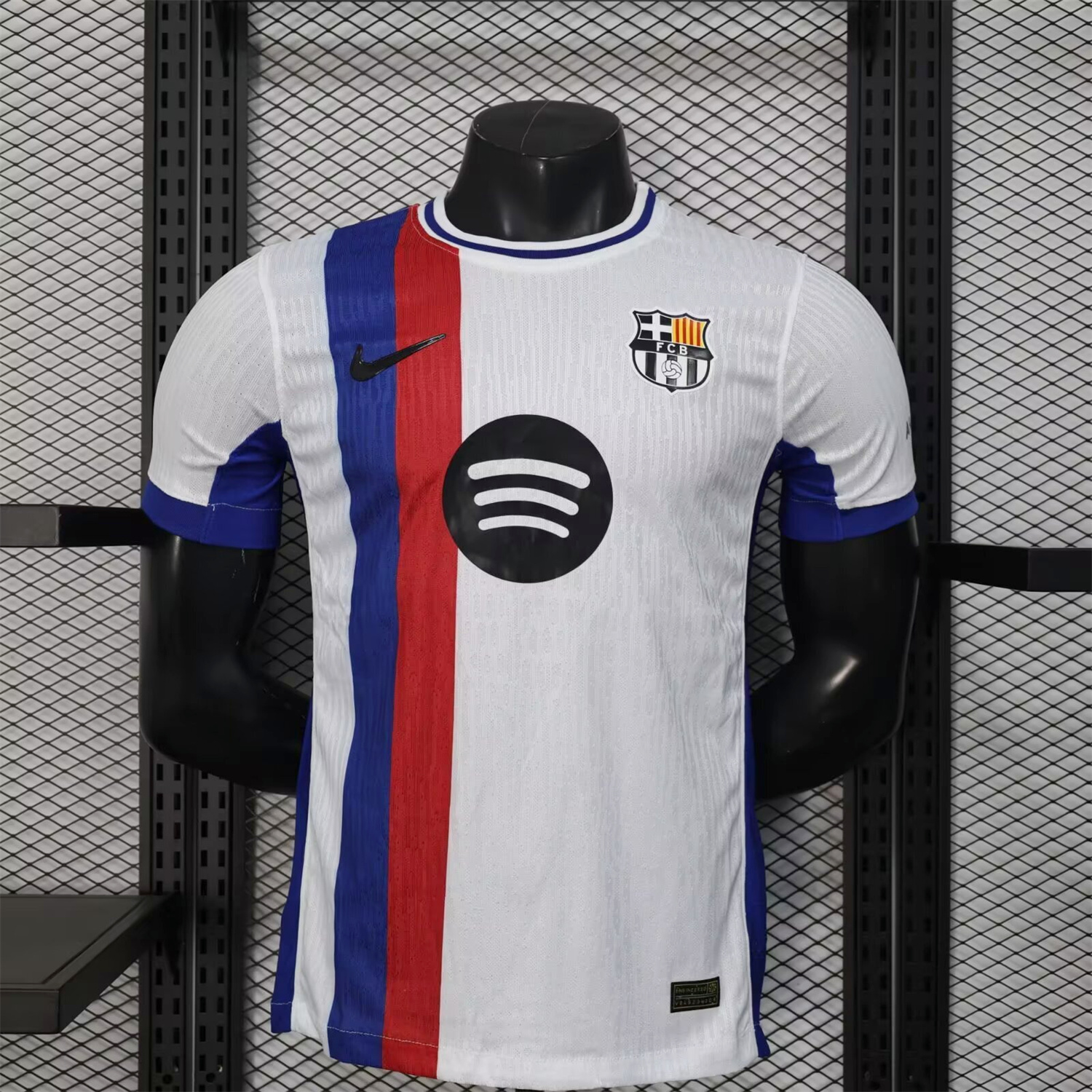 AlphaJersey-Barcelona 25-26 Red And Blue Vertical Stripes Special White Jersey - Player Version