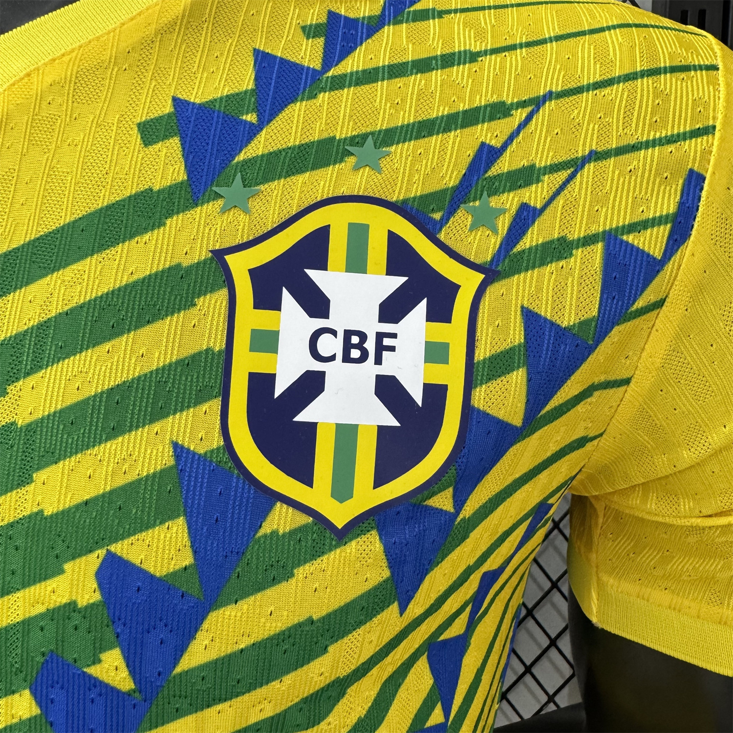 AlphaJersey-Brazil 2026 Blue-Green Stripes Yellow Special Jersey - Player Version