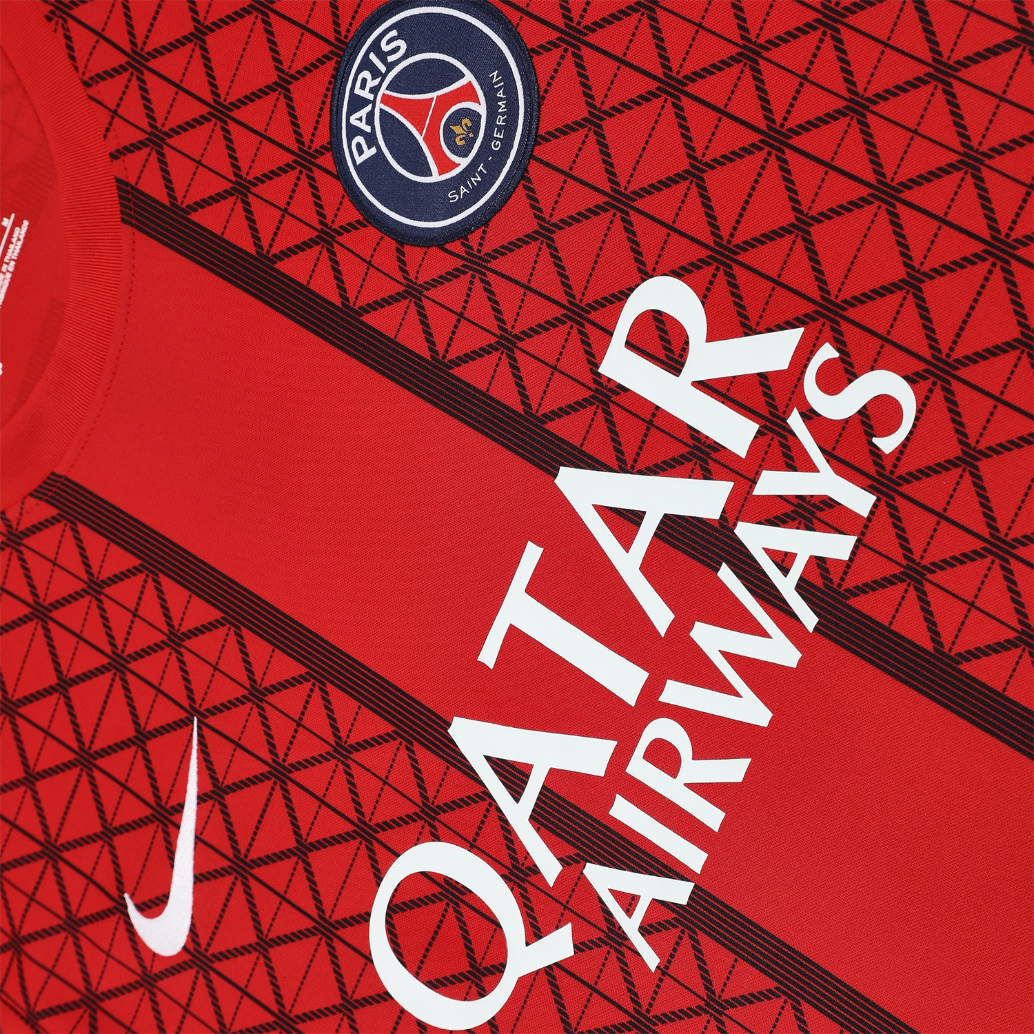 AlphaJersey-Paris Saint-Germain PSG 25-26 Short-Sleeve Training Set - Red Top & Deep Blue Shorts