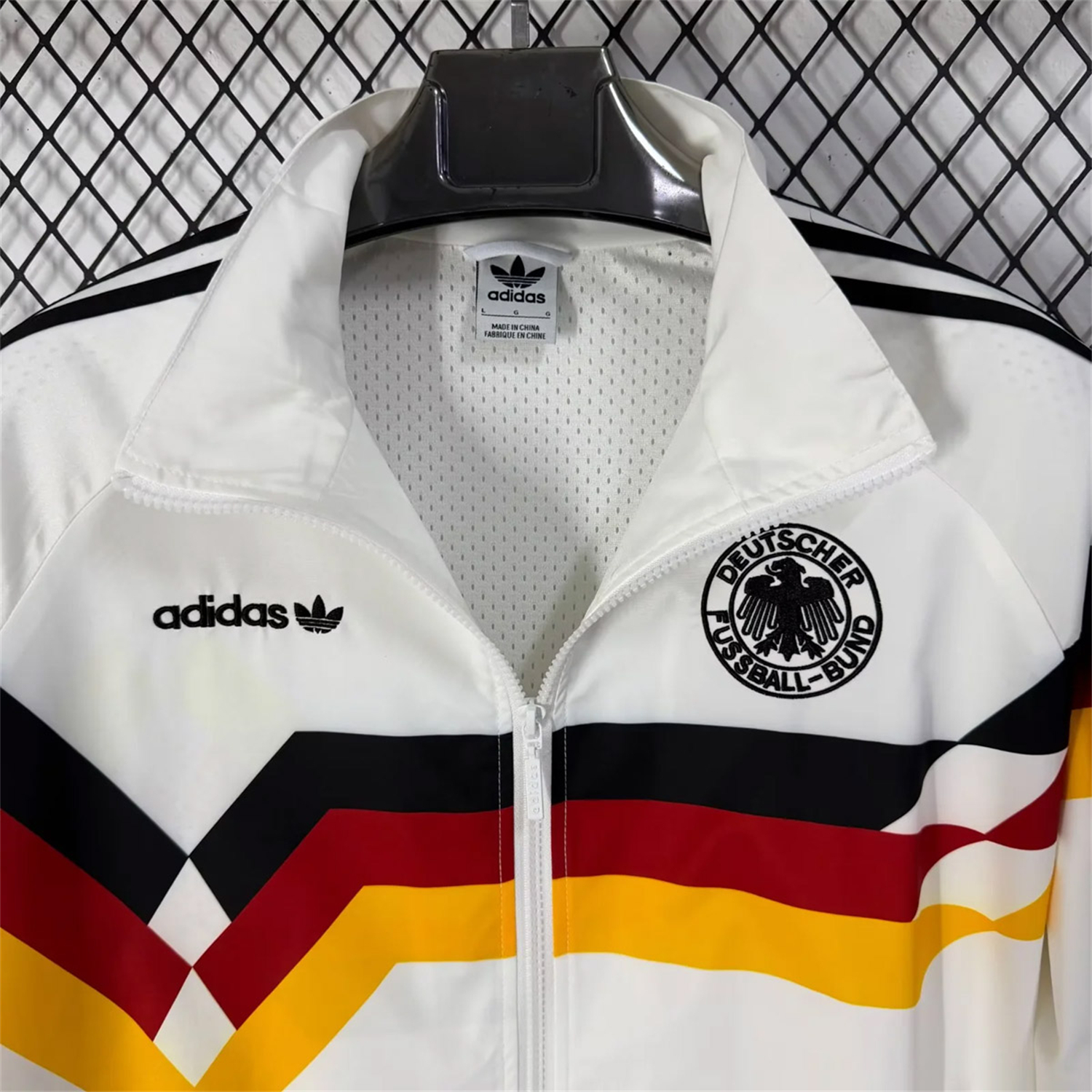 AlphaJersey-Germany 2026 Windbreaker Jacket - White With Classic Stripes