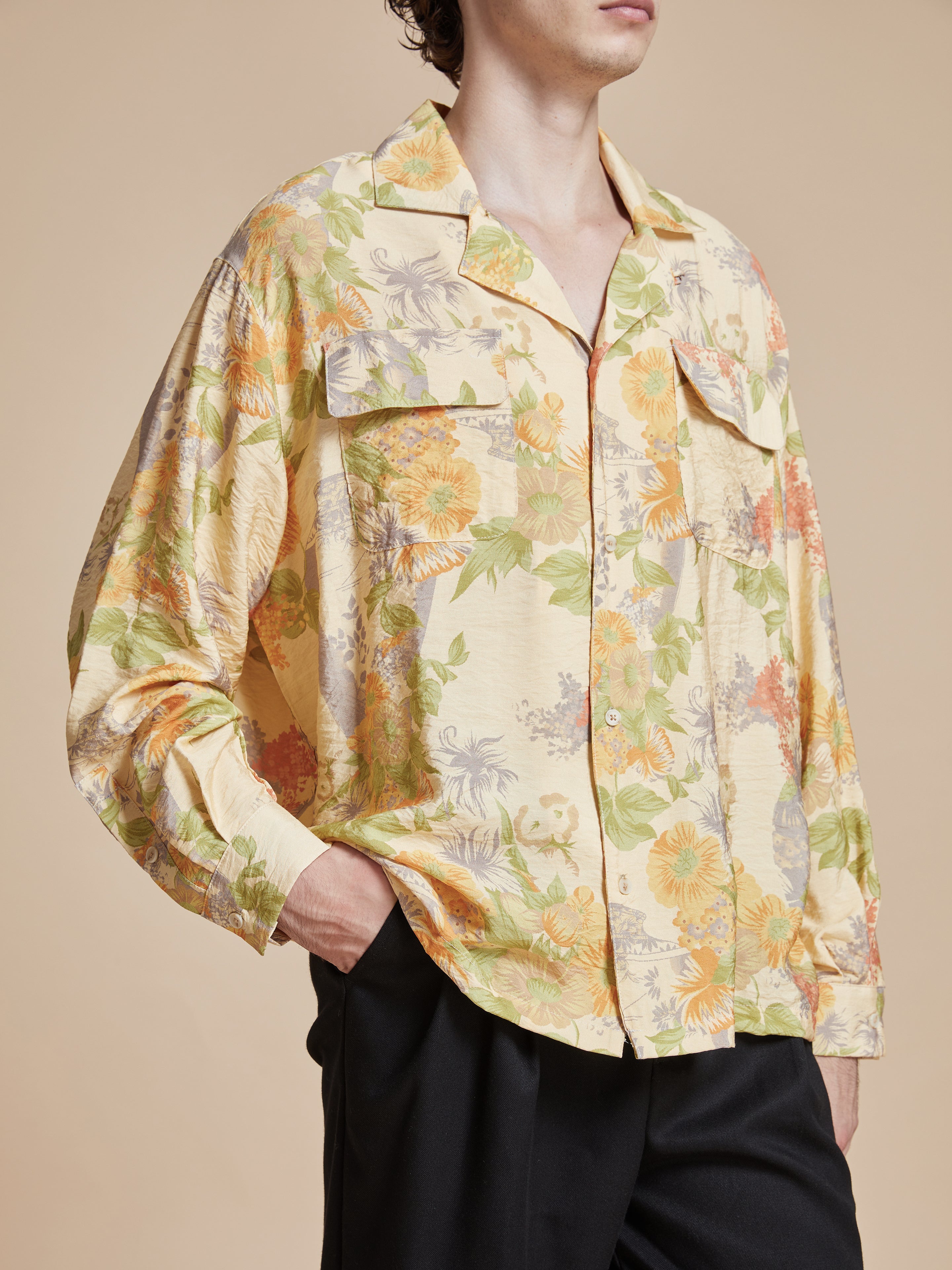 Meraj Vase Pot Long Sleeve Camp Shirt | Modern Menswear by yycbvcnbmmnbm