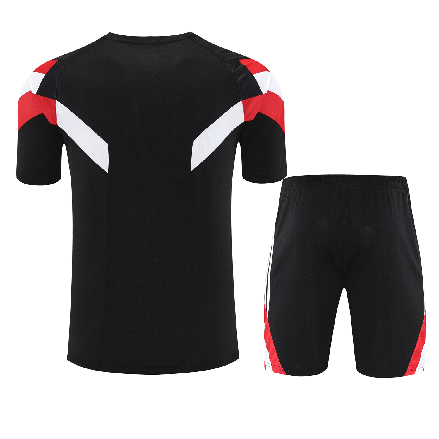 AlphaJersey-Manchester United 25-26 Short-Sleeve Training Set - Red Devil Black Top & Black Shorts