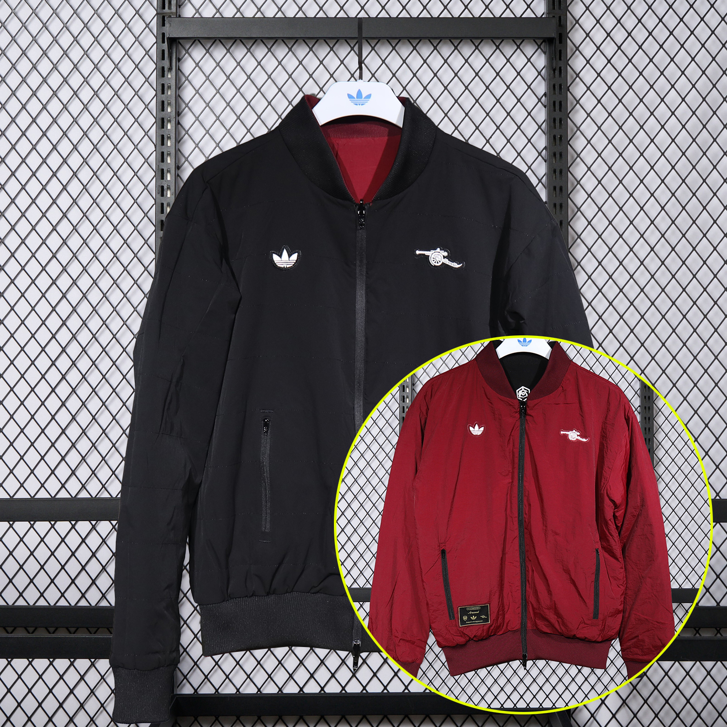 AlphaJersey-Arsenal 25-26 Double Sided Reversible Windbreaker - Black & Red