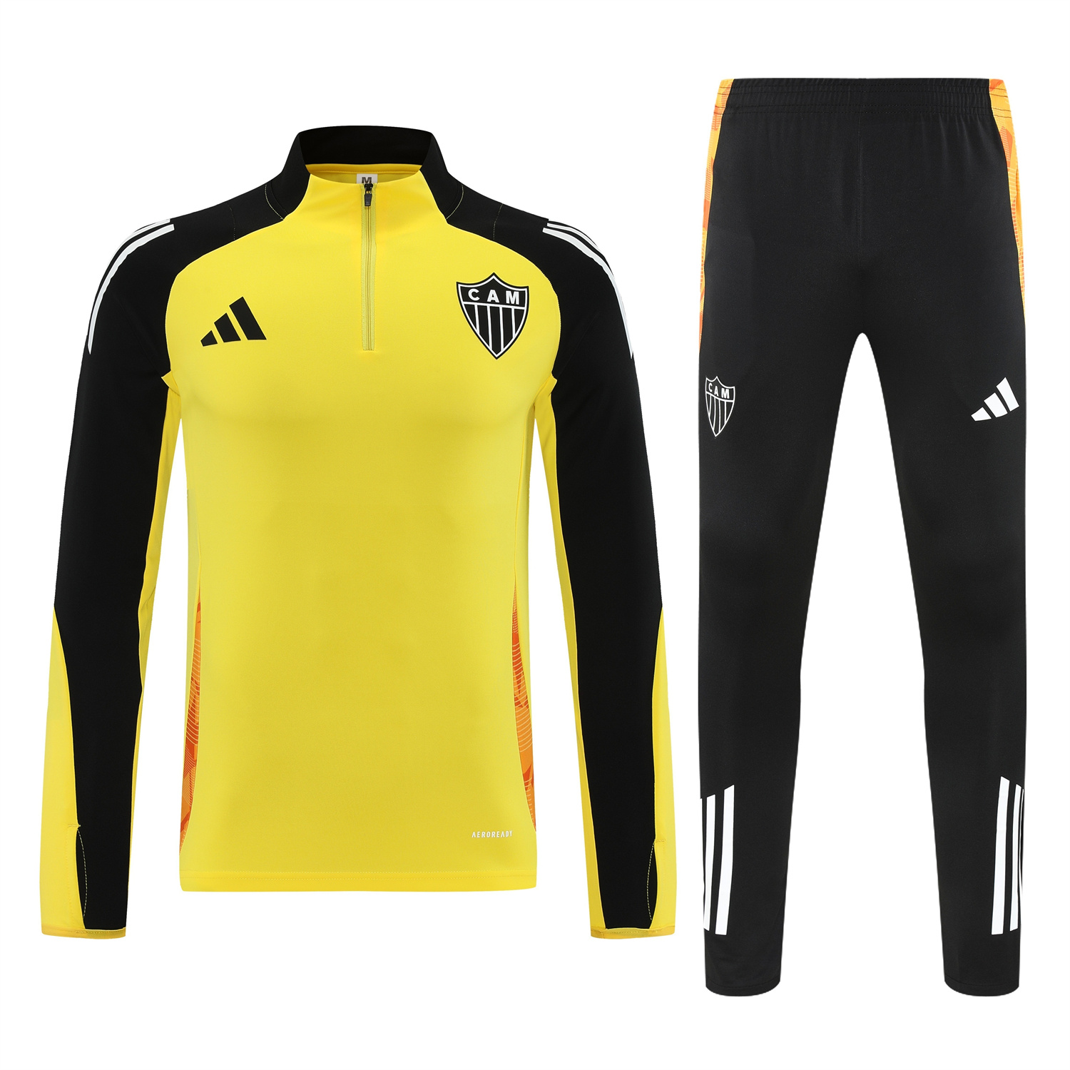 AlphaJersey-Atletico Mineiro 25-26 Long Sleeve Training Set - Yellow Top & Black Pants