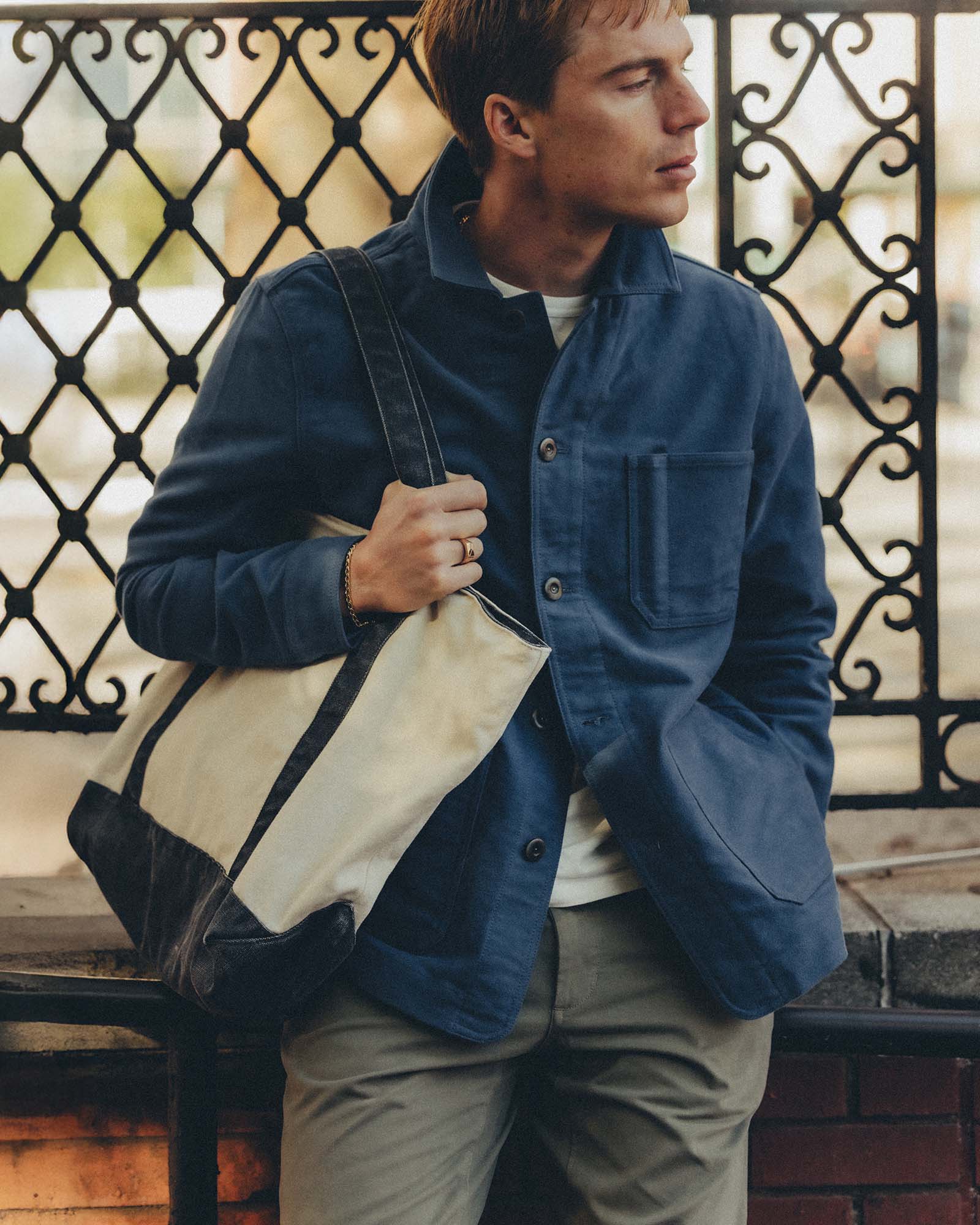 The Schooner Tote in Seeded Natural Chipped Canvas | Modern Menswear by yycbvcnbmmnbm