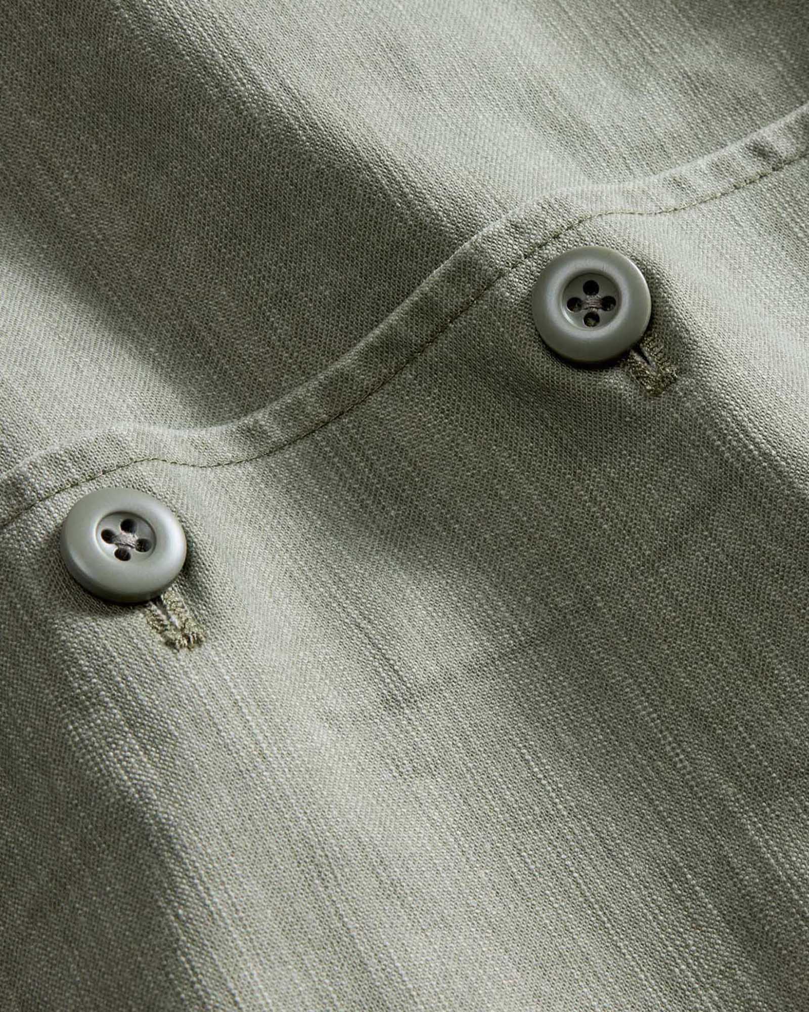The Short Sleeve Surplus Shirt in Field Olive Reverse Sateen | Modern Menswear by yycbvcnbmmnbm