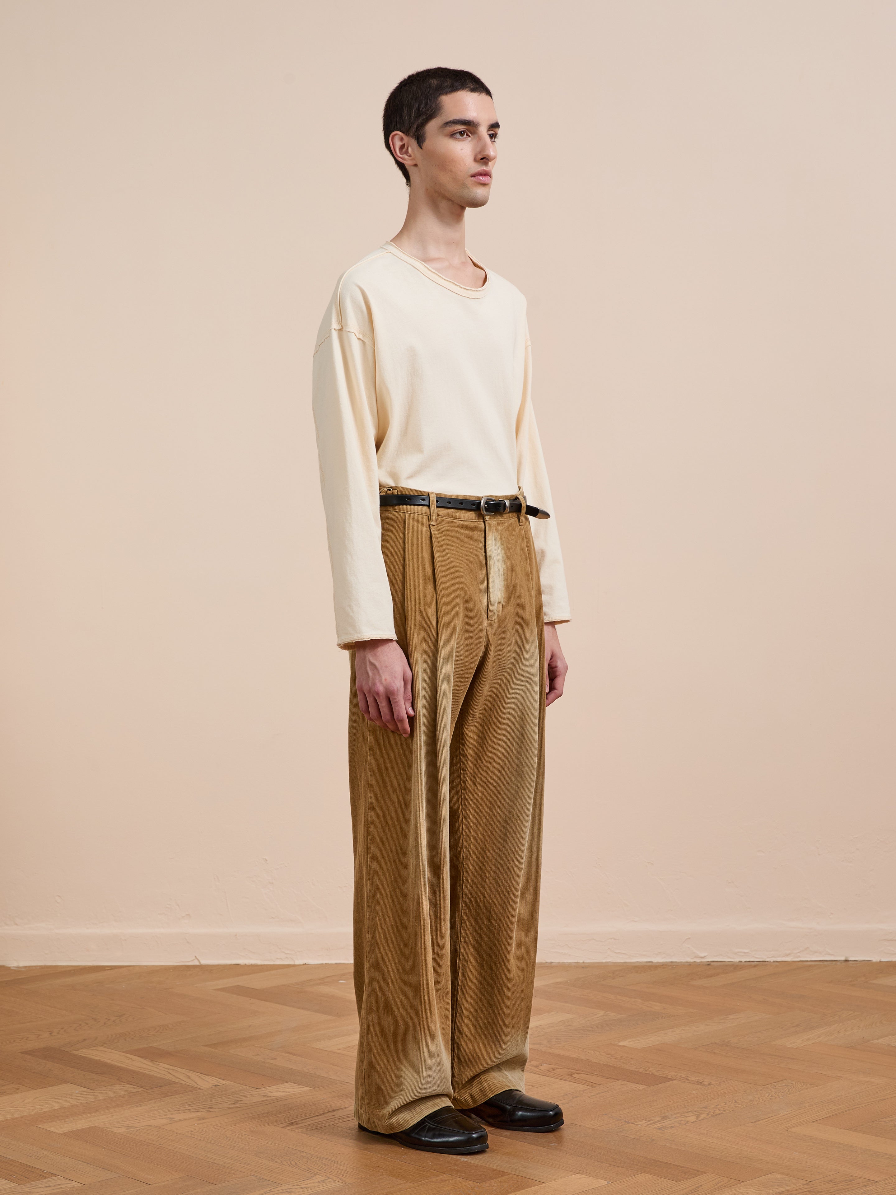 Faded Pleated Corduroy Pants | Modern Menswear by yycbvcnbmmnbm