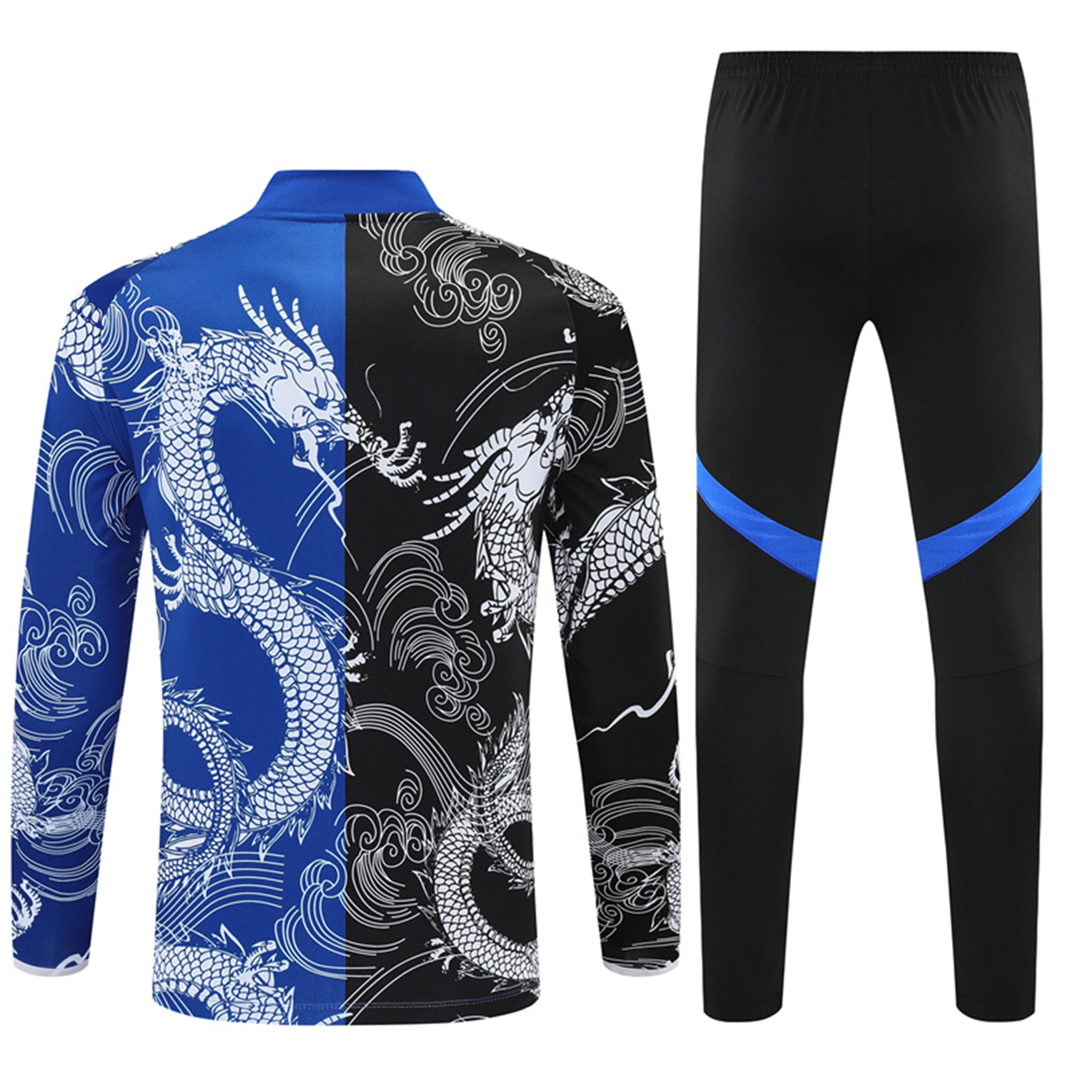 AlphaJersey-Real Madrid 25-26 Kids Long Sleeve Training Set - White Loong Black Blue Top and Black Pants