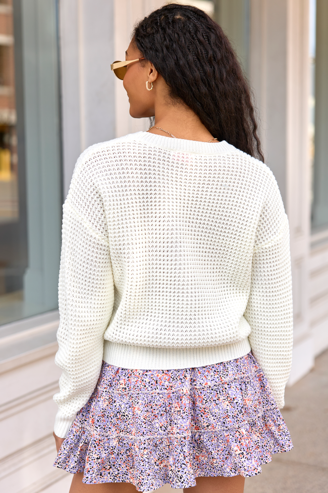 Sloan Ivory Textured Crewneck Sweater | Elegant Women's Fashion by coolavocek