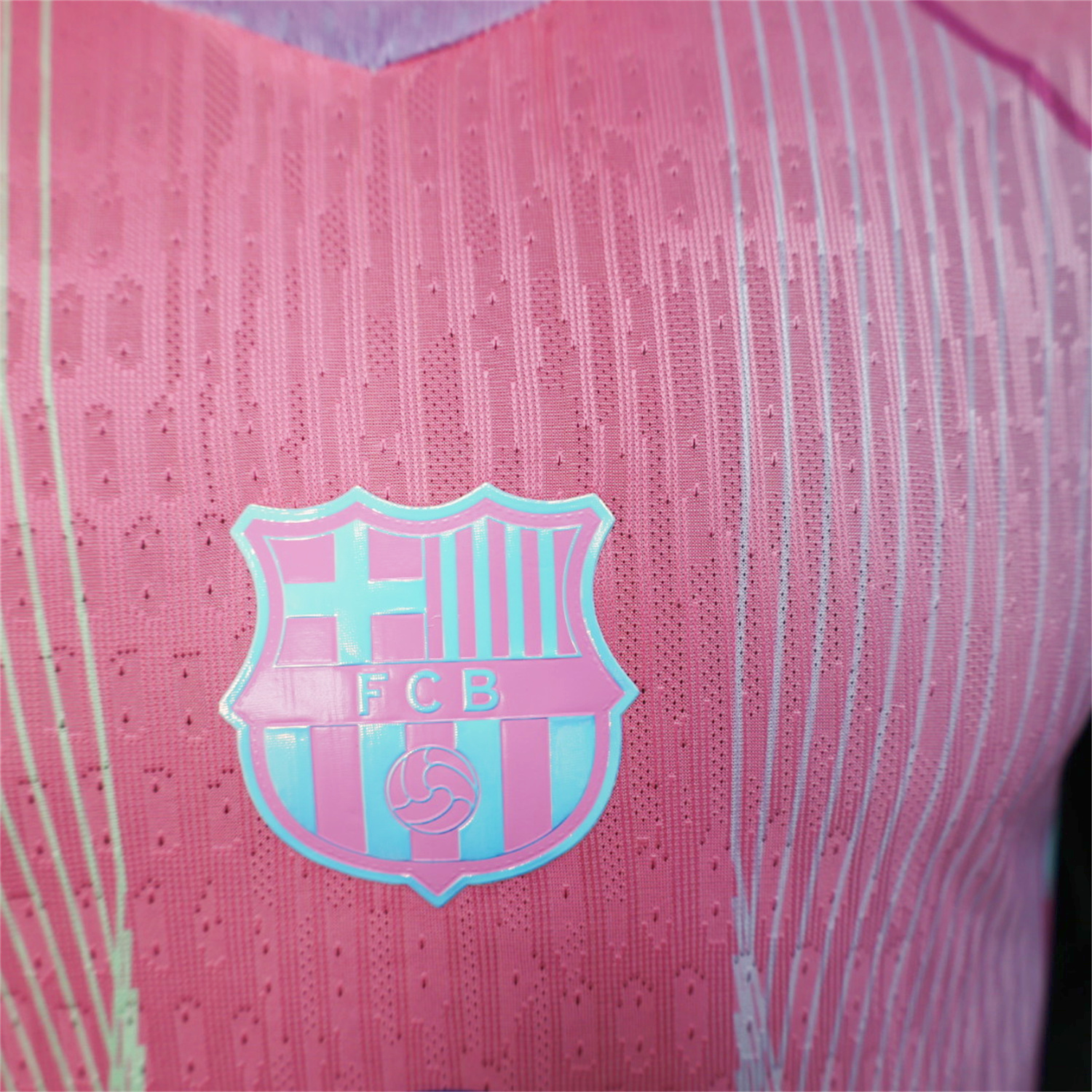 AlphaJersey-Barcelona 25-26 Pink and Light Blue Stripes Jersey - Player Version