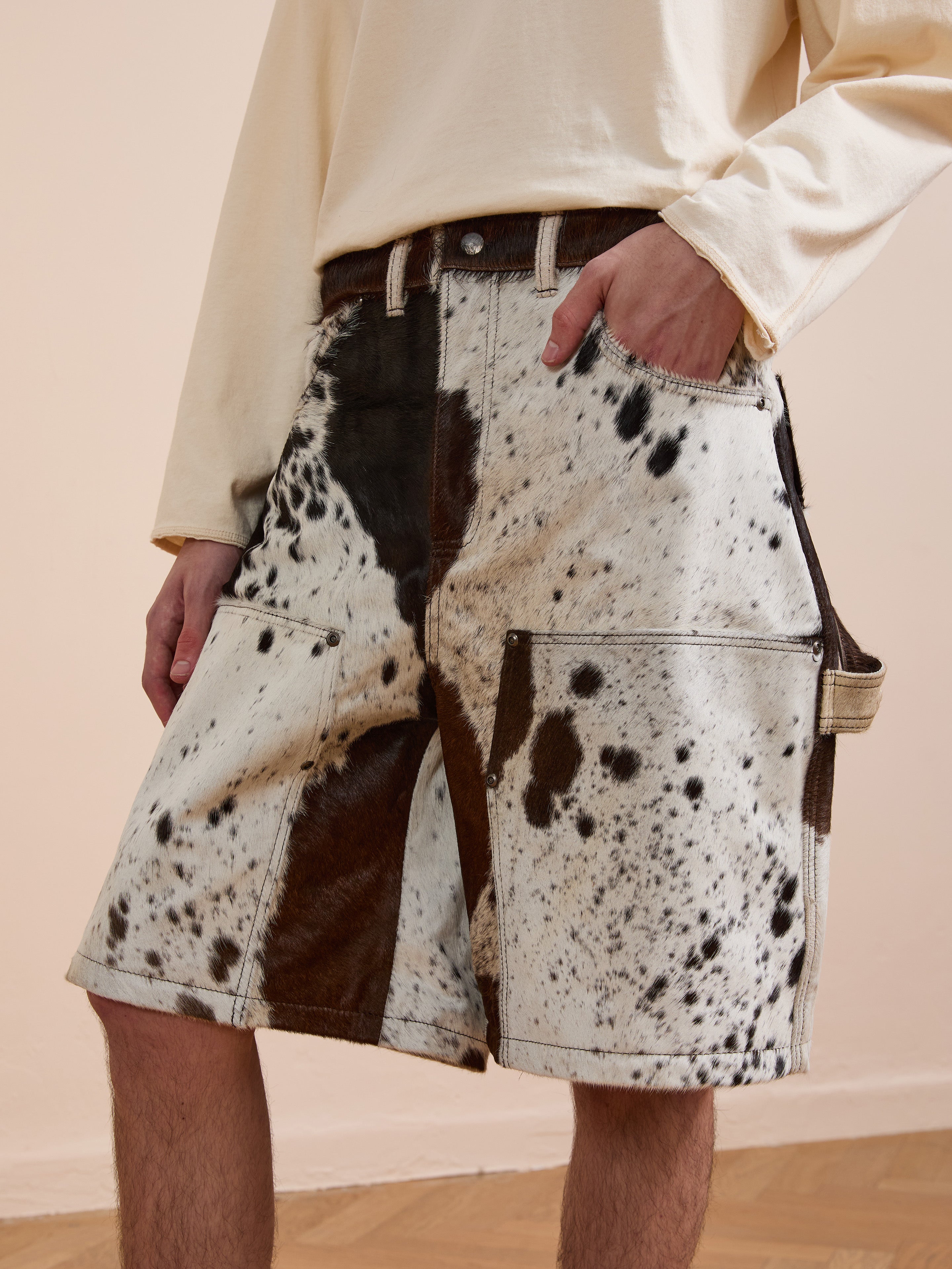 Cowhide Prairie Carpenter Shorts | Modern Menswear by yycbvcnbmmnbm