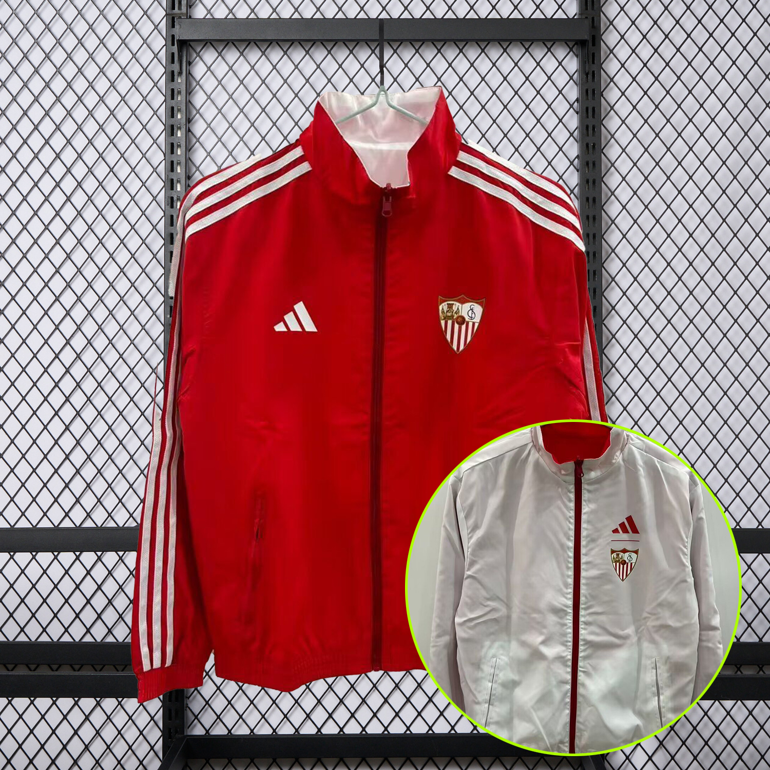 AlphaJersey-Sevilla 25-26 Double Sided Reversible Windbreaker - Red & White
