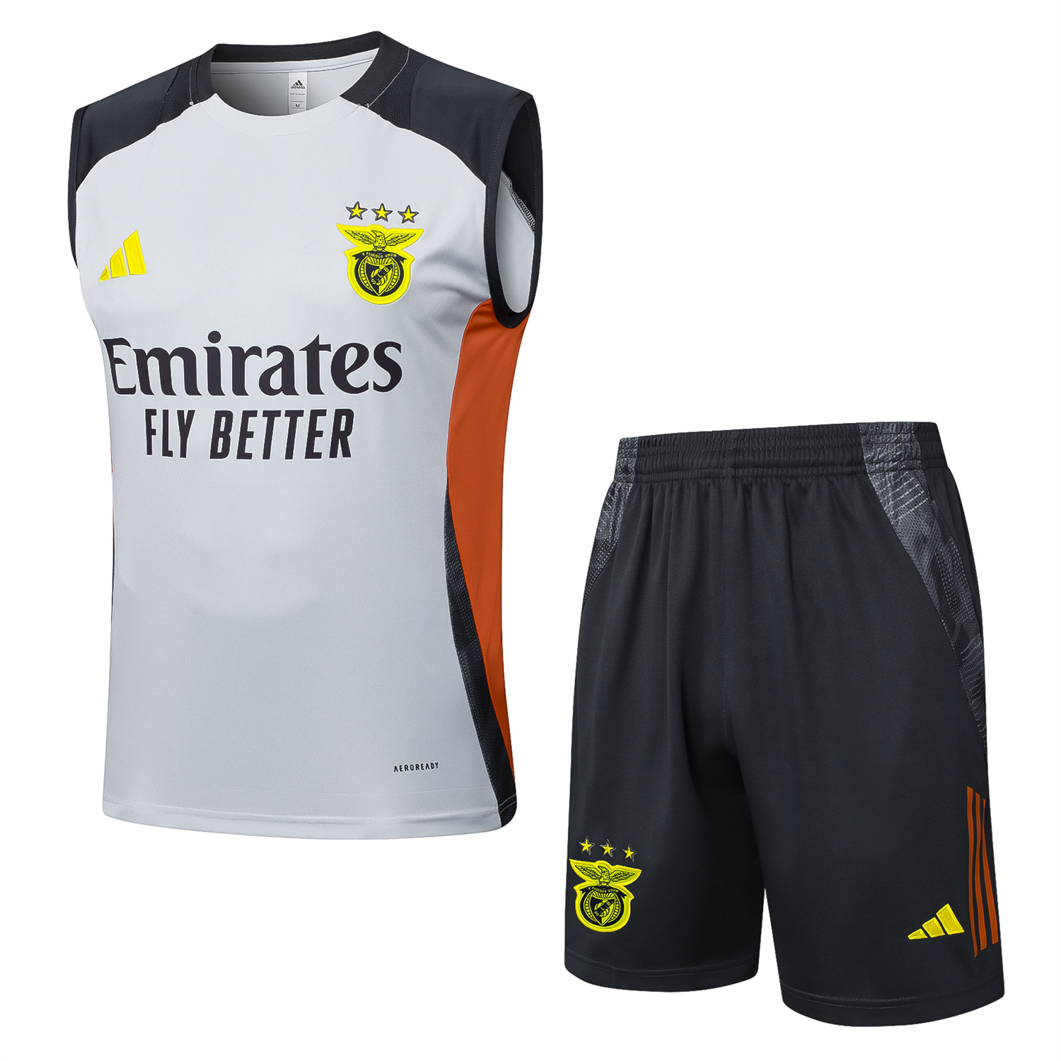 AlphaJersey-Benfica 25-26 Vest Training Set - Grey Vest and Deep Grey Shorts