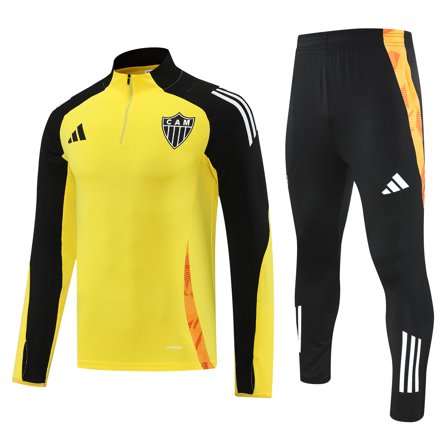 AlphaJersey-Atletico Mineiro 25-26 Long Sleeve Training Set - Yellow Top & Black Pants
