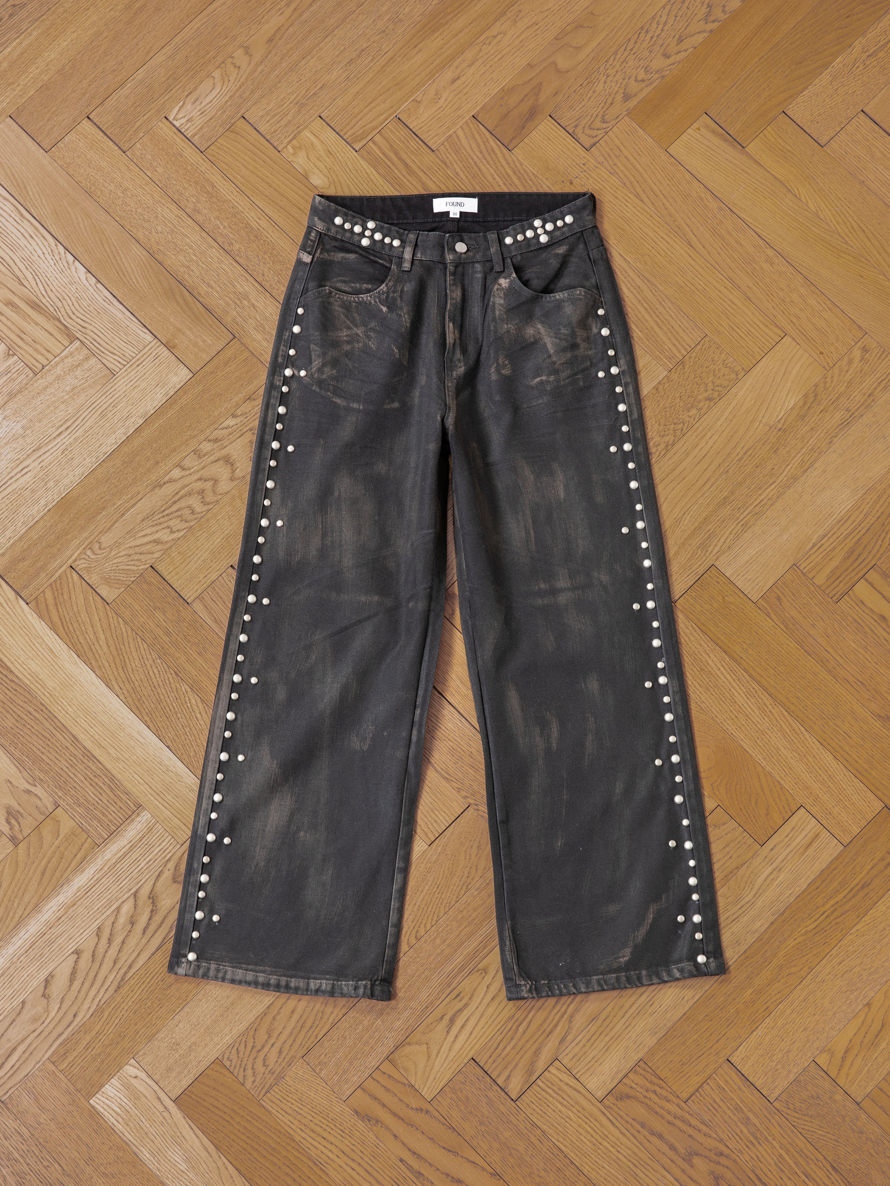 Waxed Studded Jeans | Modern Menswear by yycbvcnbmmnbm