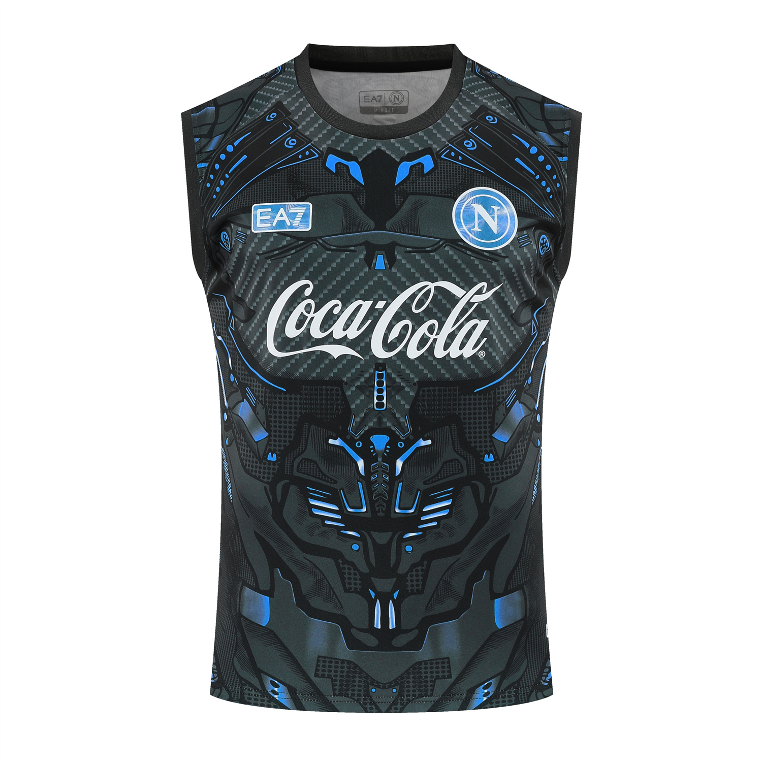 AlphaJersey-Napoli 25-26 Vest Training Set - Black Mecha Vest & Black Shorts