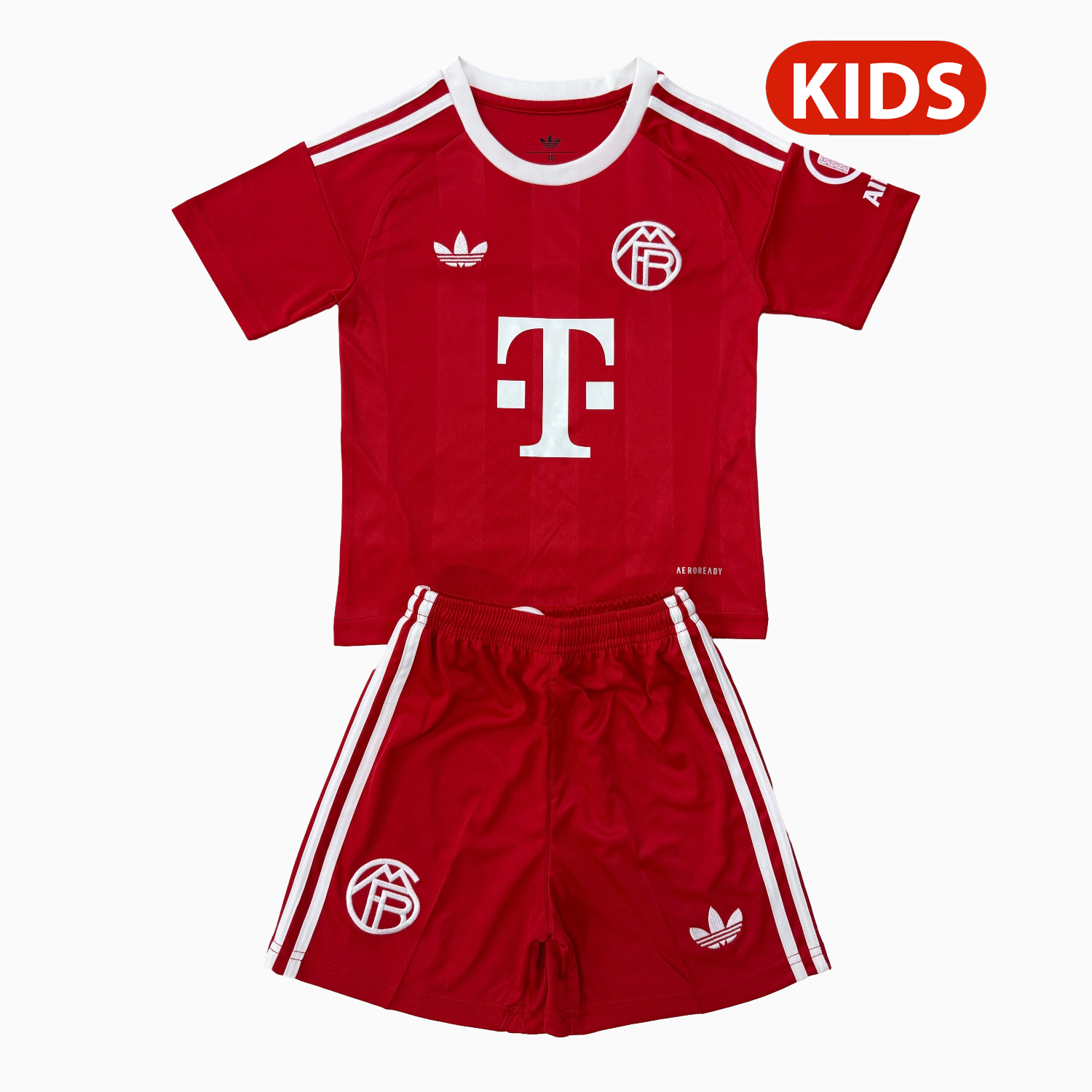 AlphaJersey-Bayern Munich 25-26 Red Goalkeeper Kids Kit