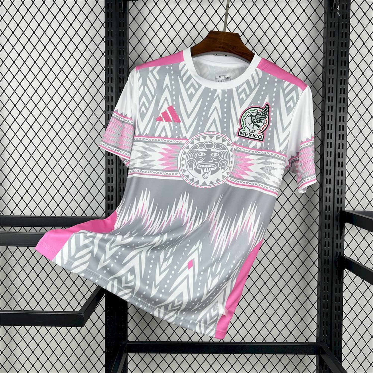 AlphaJersey-Mexico 25-26 Feathered Serpent Pink And Grey Special Jersey - Fans Version