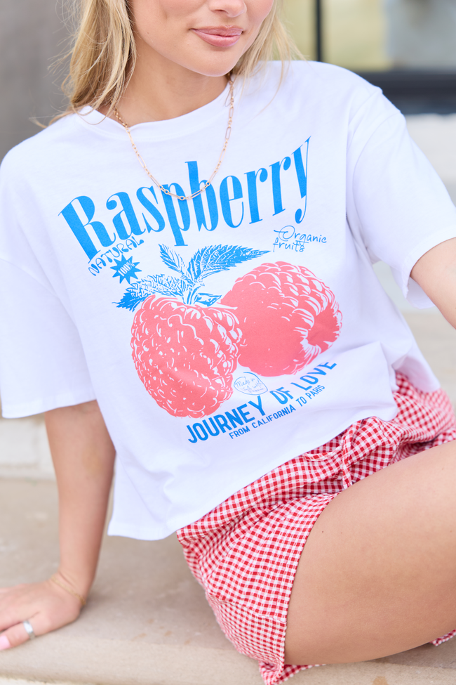 Fruitful Love Raspberry Boxy Graphic Tee | Elegant Women's Fashion by coolavocek