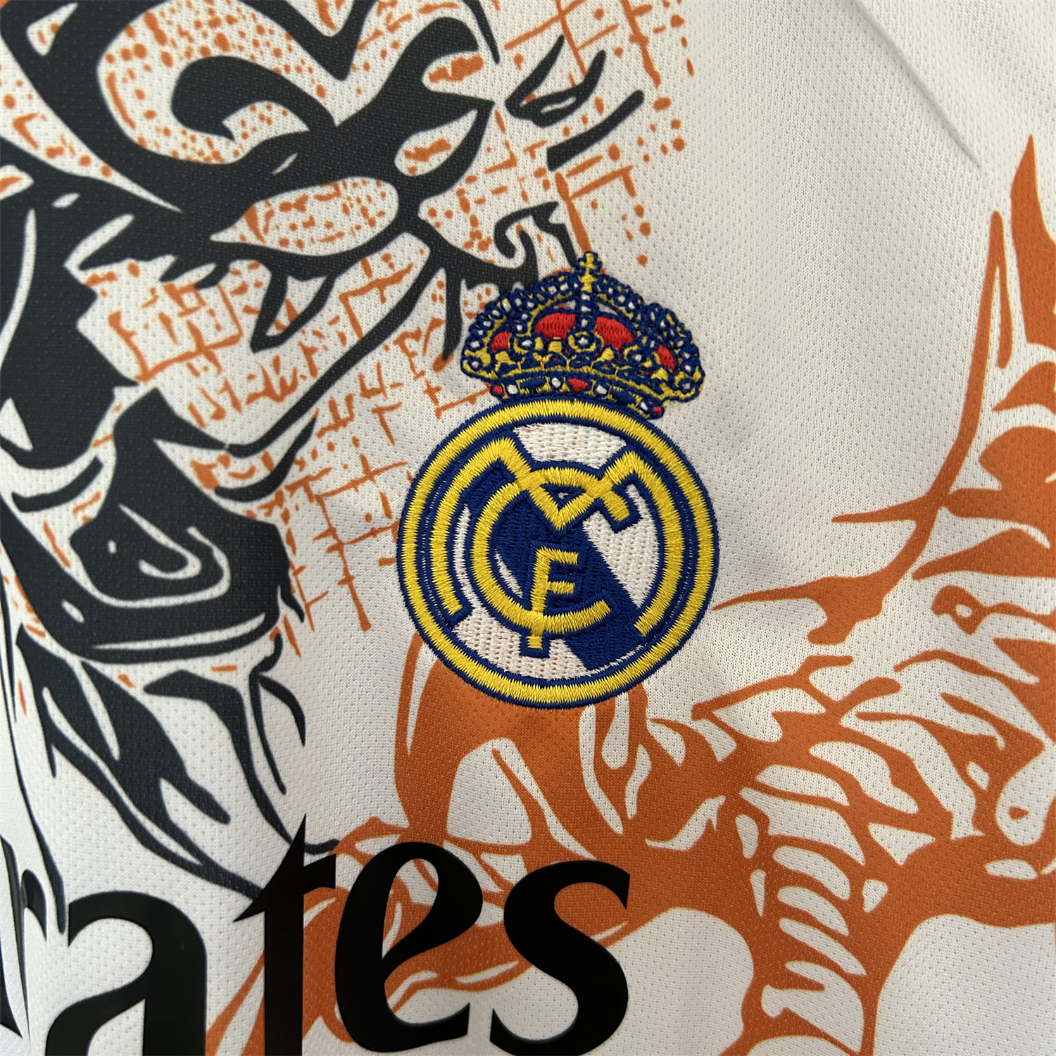 AlphaJersey-Real Madrid 25-26 Black Dragon Orange Dragon White Special Edition Jersey - Fans Version