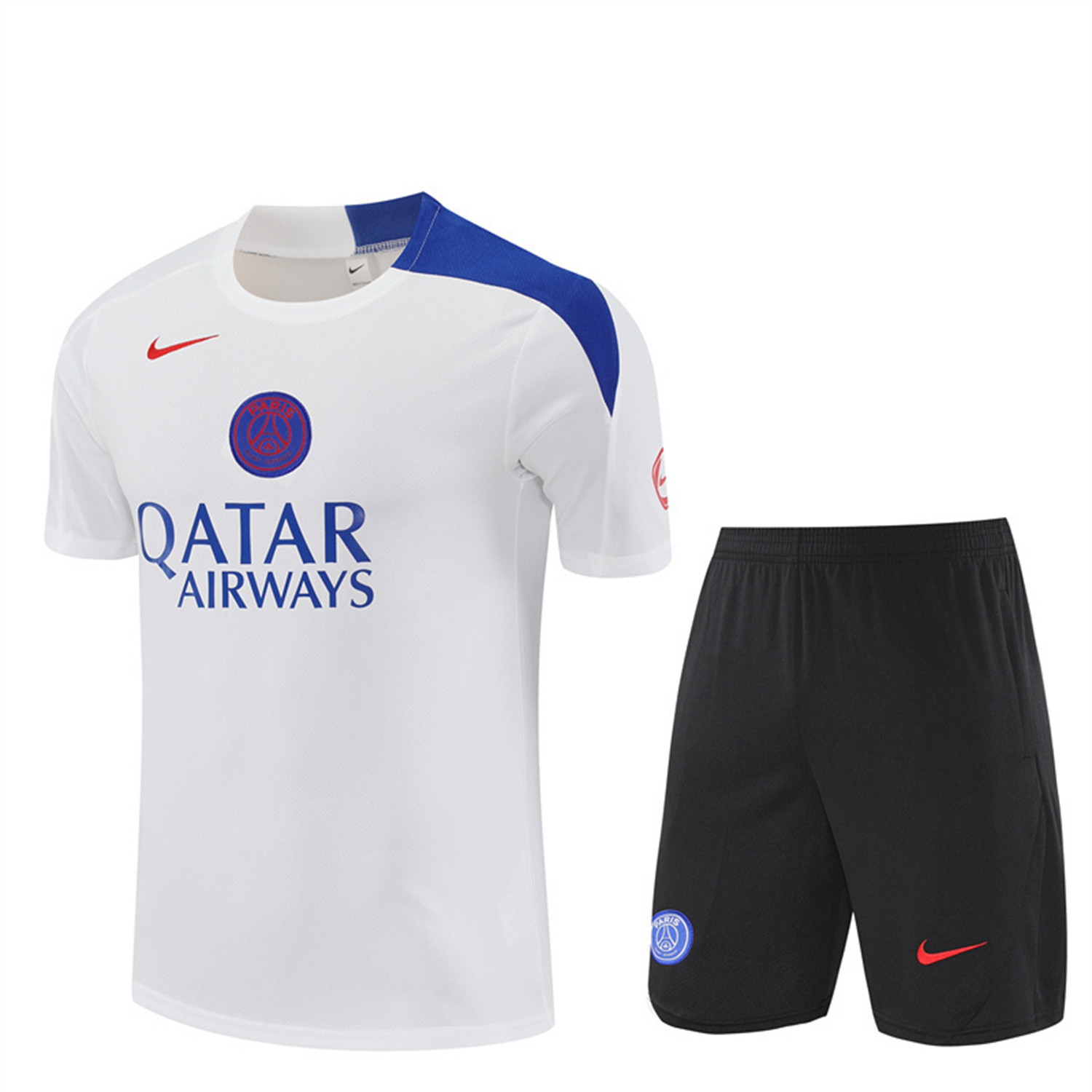 AlphaJersey-Paris Saint-Germain PSG 25-26 Short-Sleeve Training Set - White Top & Black Shorts