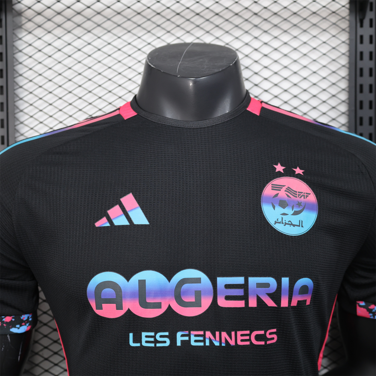 AlphaJersey-Algeria 25-26 Pure Black with Fluorescent Green Powder Advertising Jersey - Player Version
