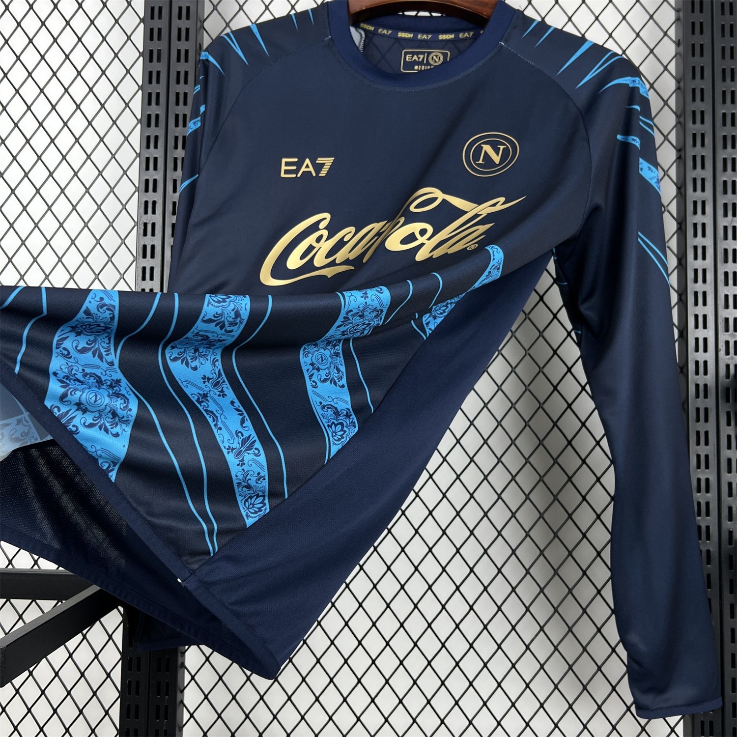 AlphaJersey-Napoli 25-26 CocaCola Dark Blue Special Long Sleeves Jersey - Fans Version