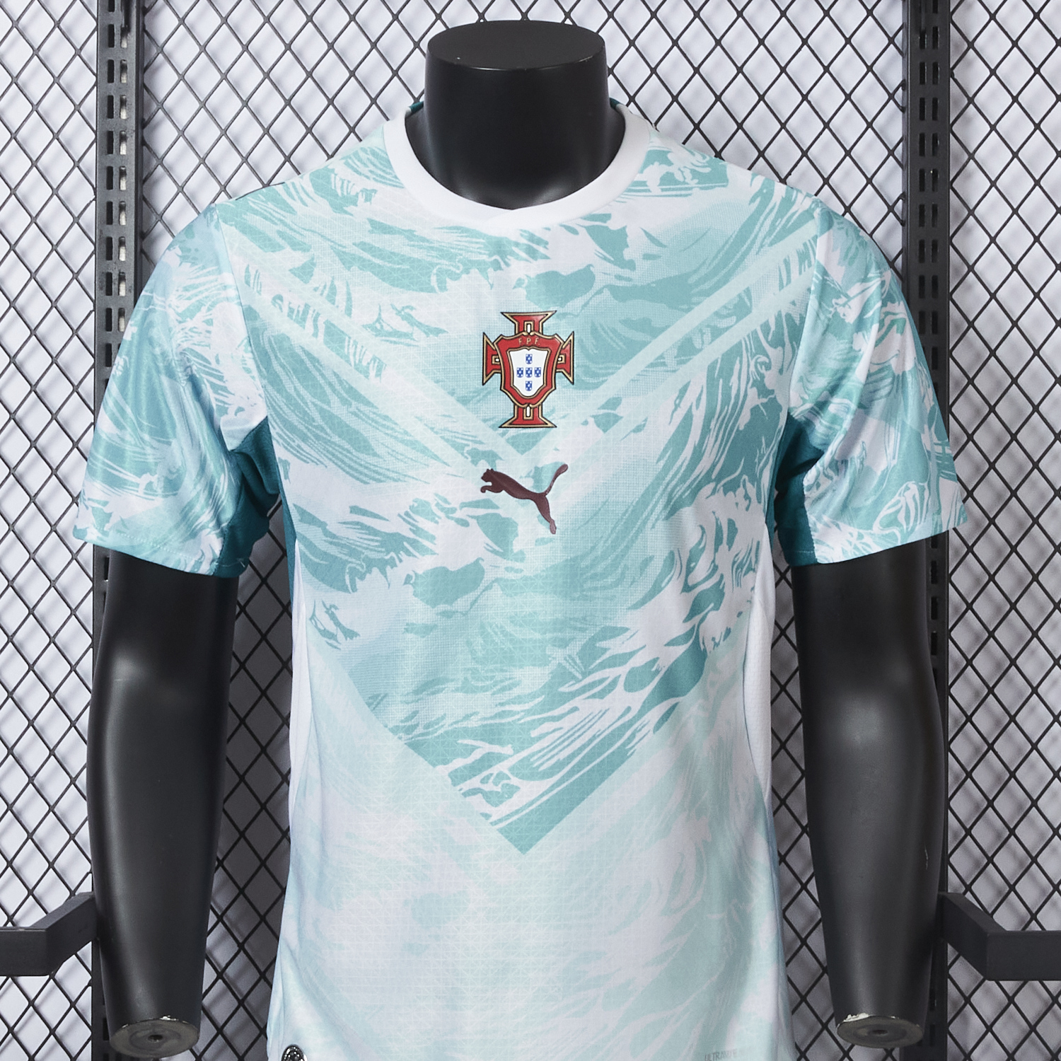 AlphaJersey-Portugal 2026 Away White And Cyan Jersey - Player Version
