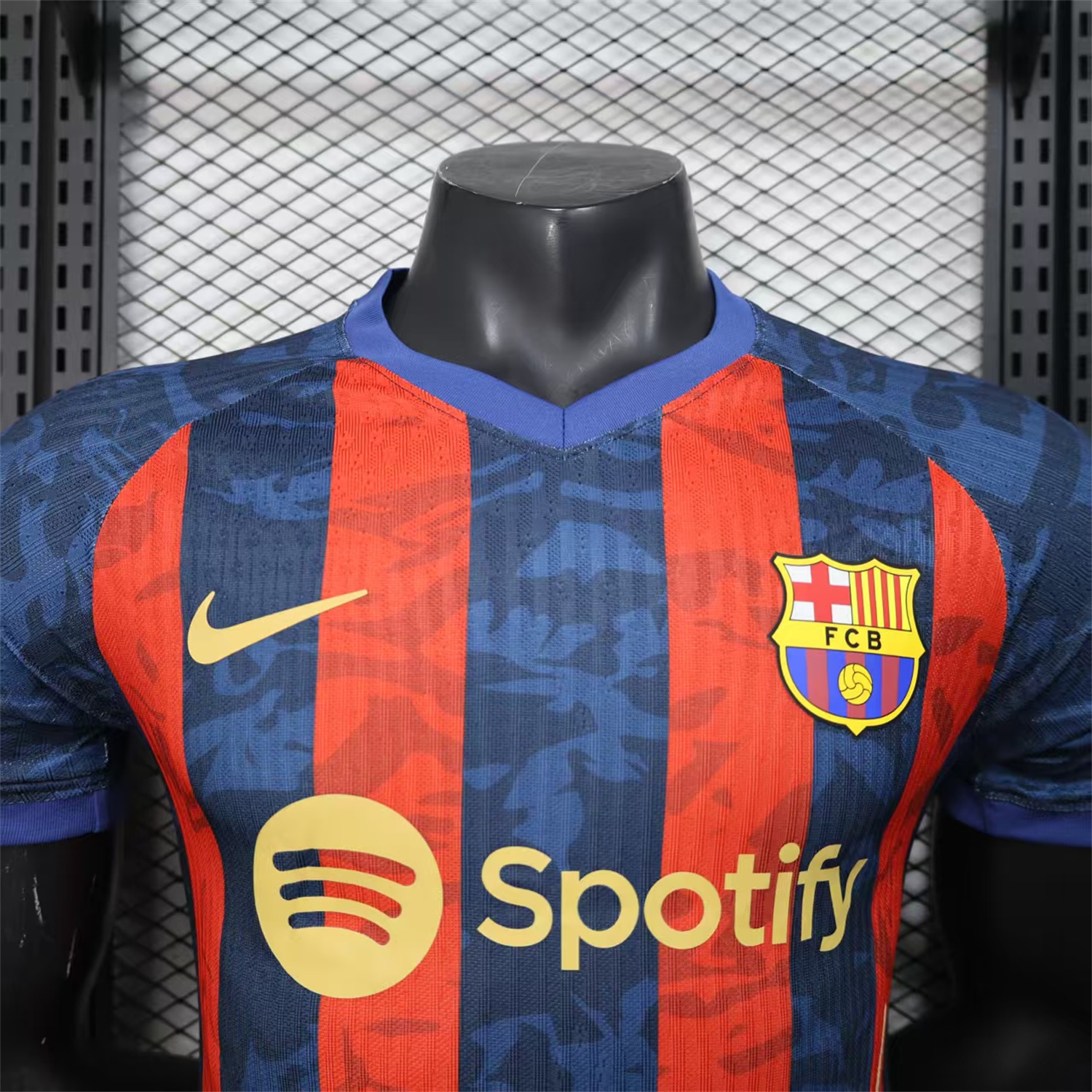 AlphaJersey-Barcelona 25-26 Yellow Spotify Logo Red & Blue Lines Special Jersey - Player Version
