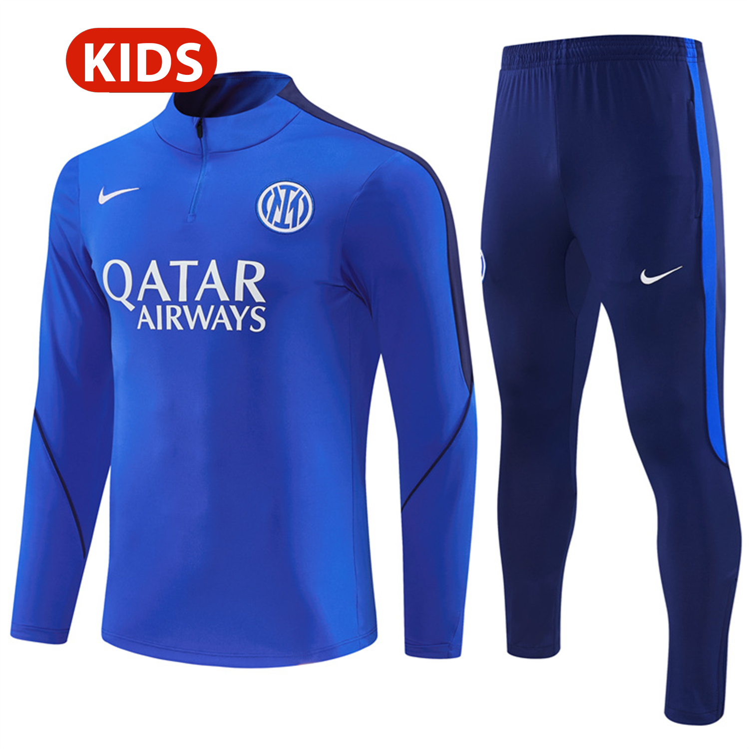 AJ-AlphaJersey-Inter Milan 26-27 Kids Long Sleeve Training Set - Blue Top & Royal Blue Pants