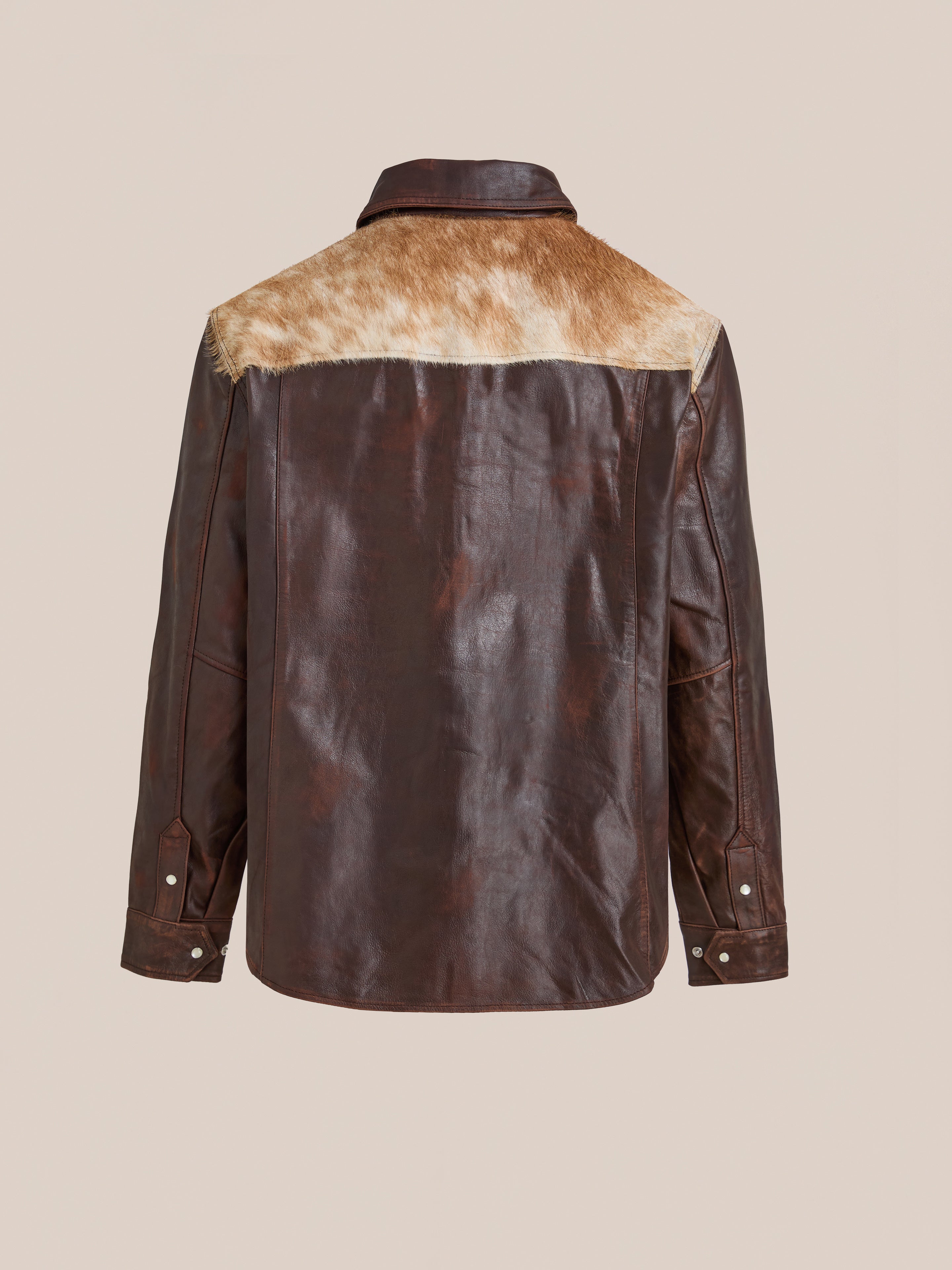 Distressed Leather Cowhide Contrast Western Shirt | Modern Menswear by yycbvcnbmmnbm