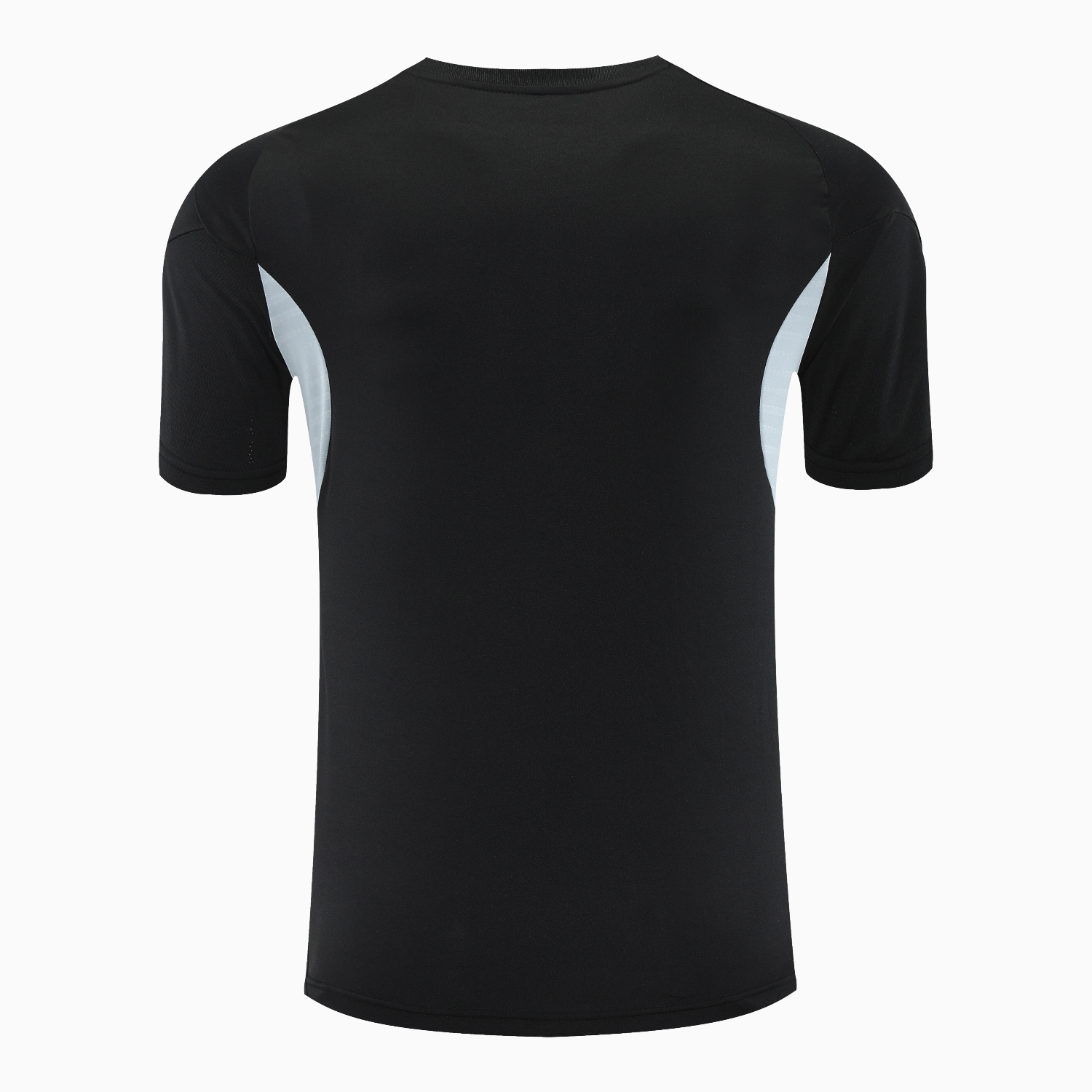 AlphaJersey-Real Madrid 25-26 Short-Sleeve Training Set - Light Grey Stripes Black Top & Black Shorts