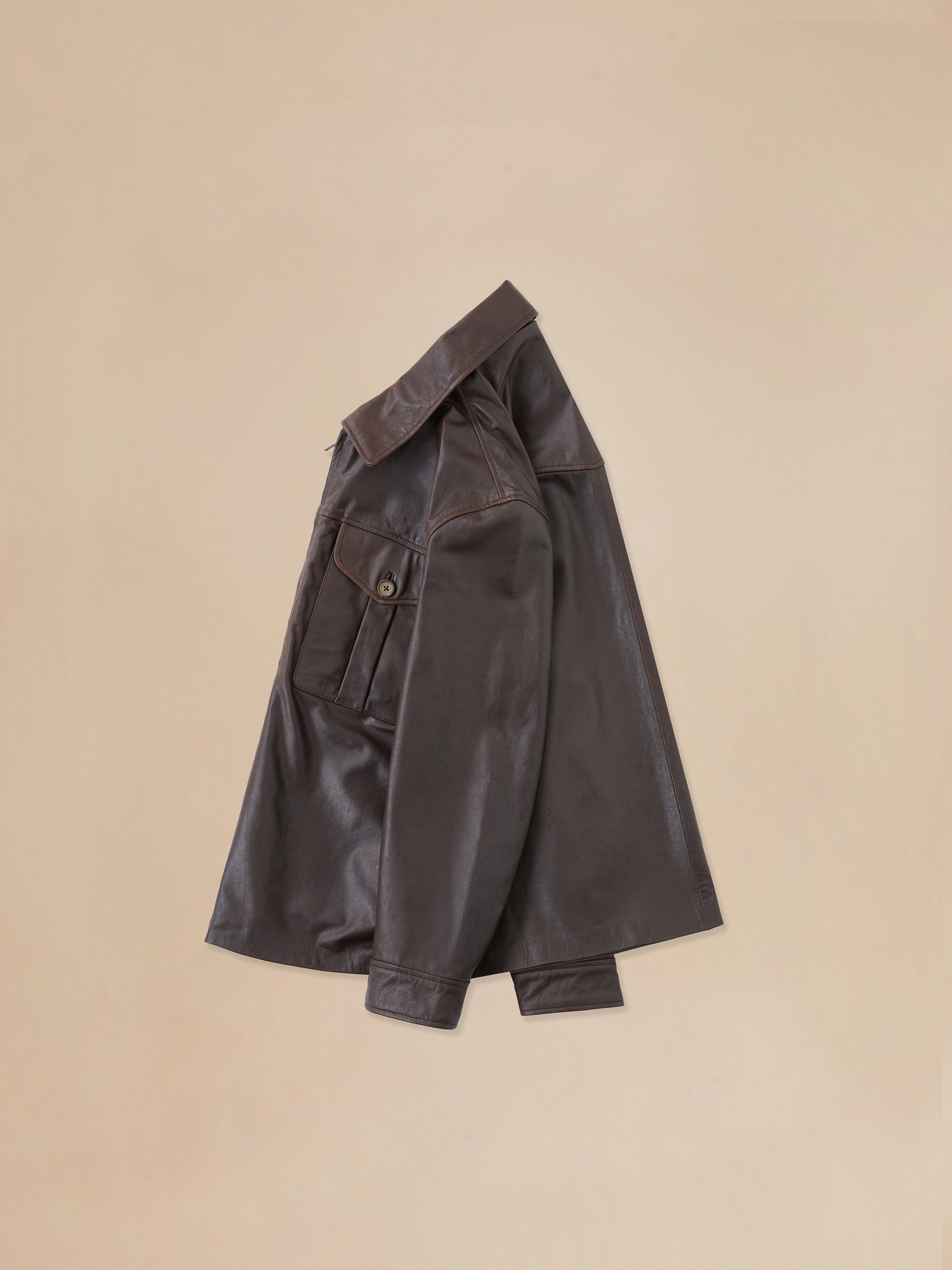 Sepia Leather Overshirt | Modern Menswear by yycbvcnbmmnbm