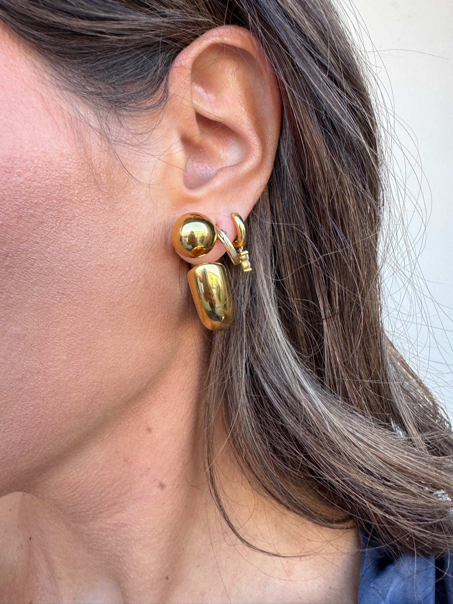 Gold Reversible Hoop Earrings | Elegant Women's Fashion by coolavocek