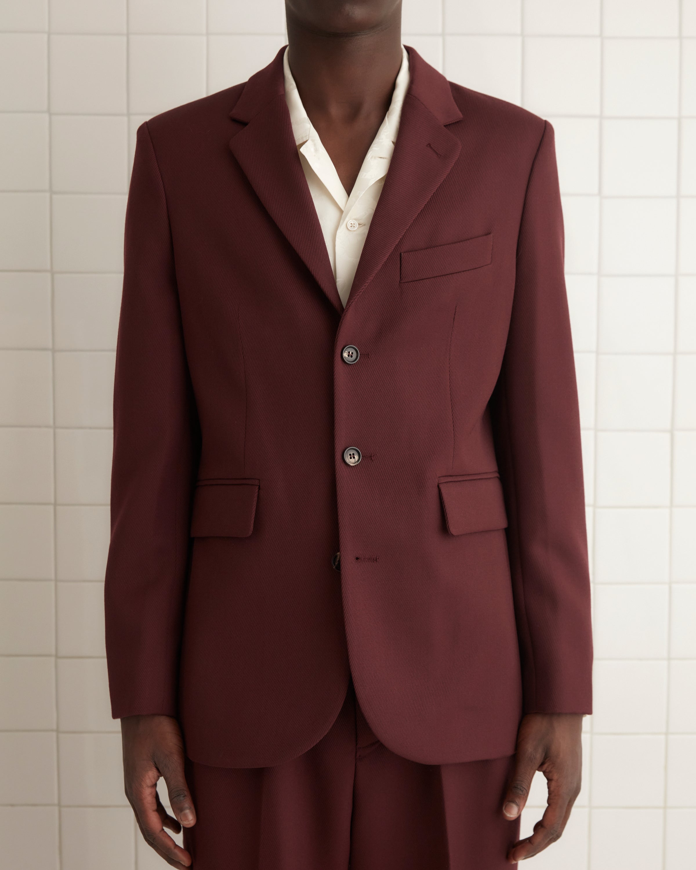 Riding Twill Suit Jacket - Burgundy | Modern Menswear by yycbvcnbmmnbm