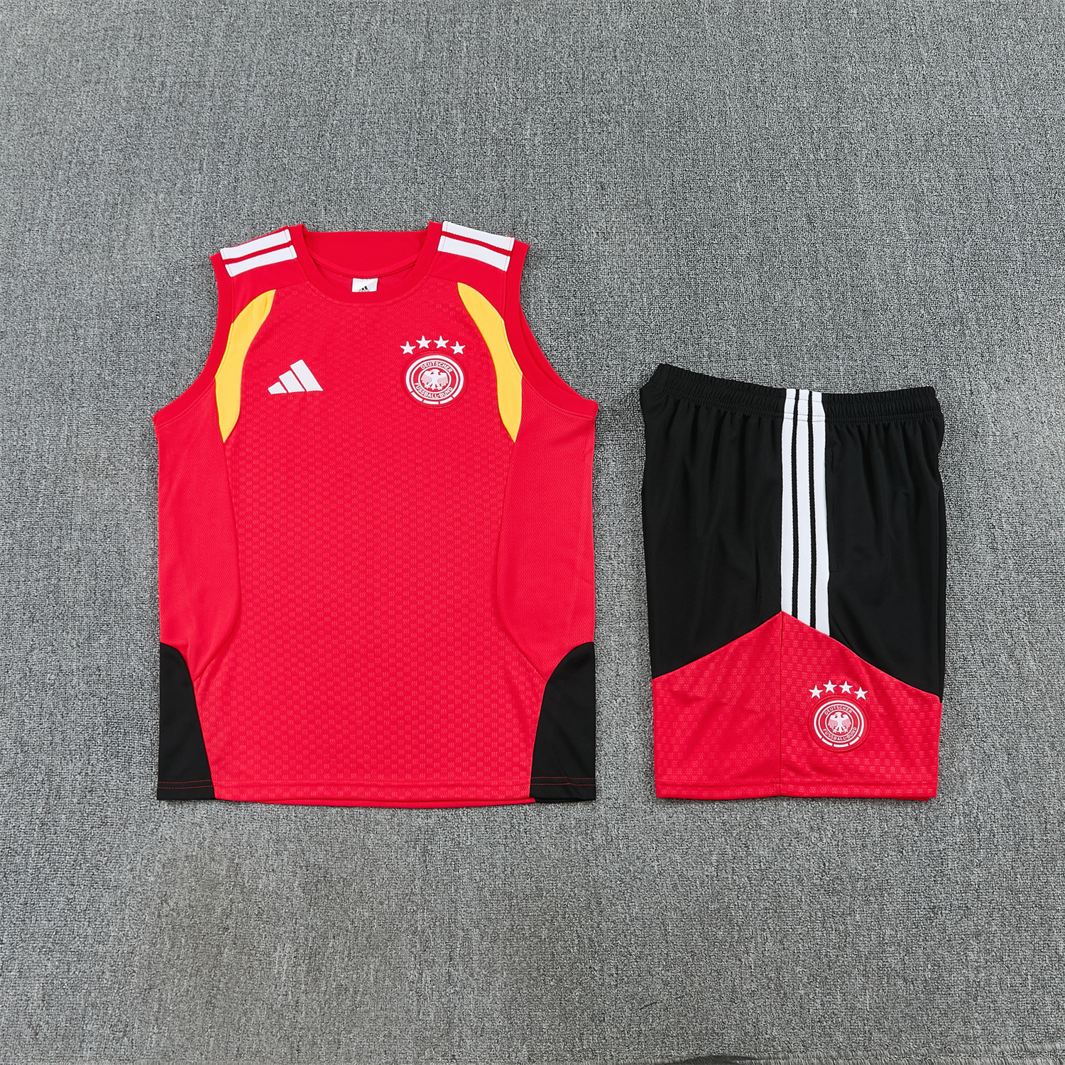 AlphaJersey-Germany 2026 Vest Training Set - Red Vest and Black Shorts