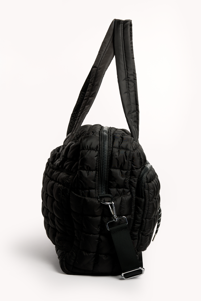 Haylie Black Quilted Weekender Bag | Elegant Women's Fashion by coolavocek