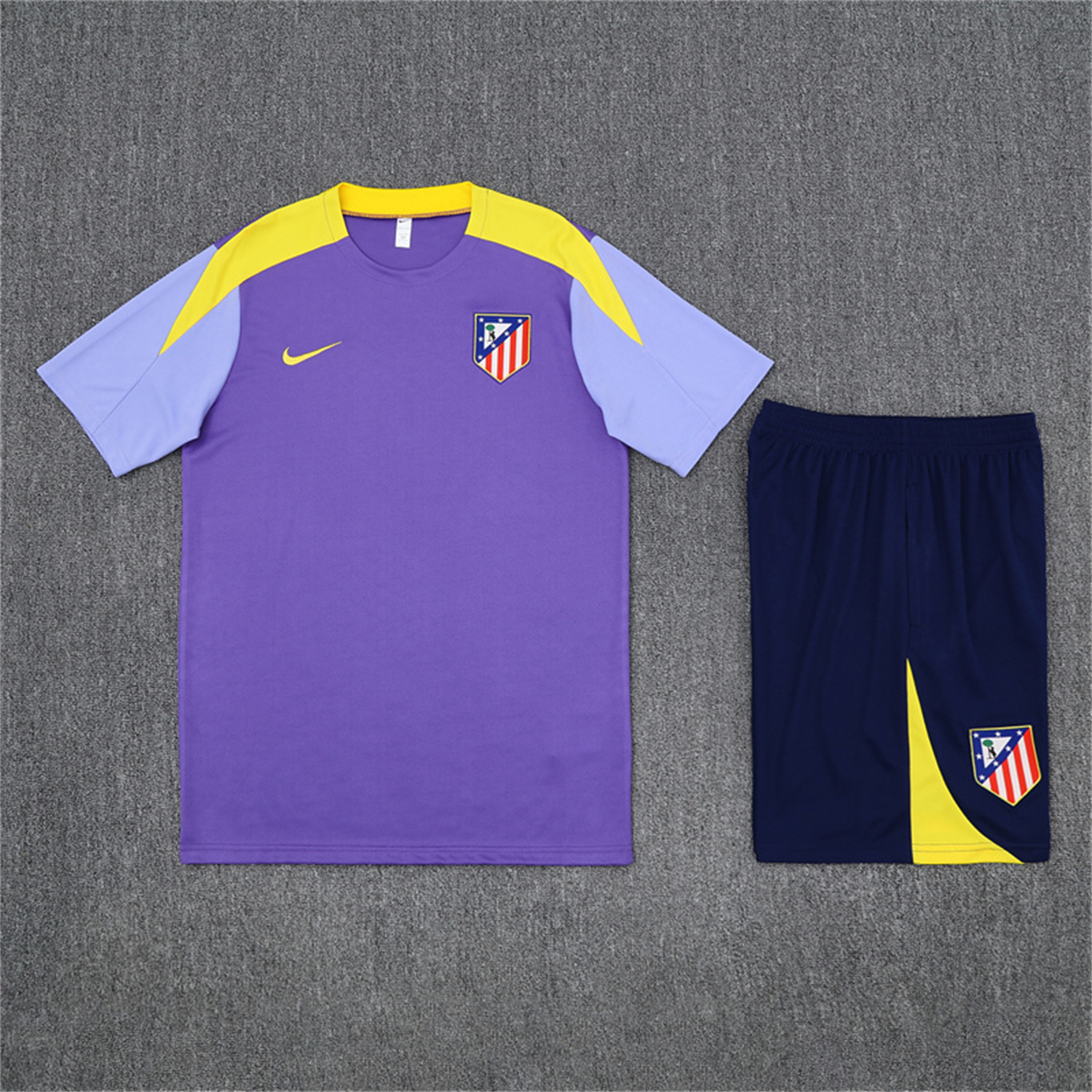 AlphaJersey-Atletico Madrid 25-26 Short-Sleeve Training Set - Purple Top & Royal Blue shorts