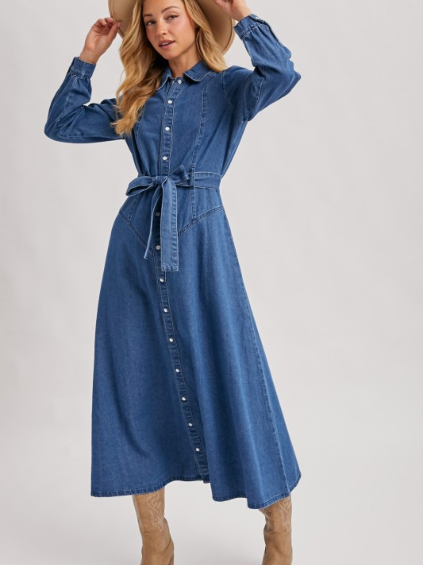 Maxi Denim Dress | Elegant Women's Fashion by coolavocek