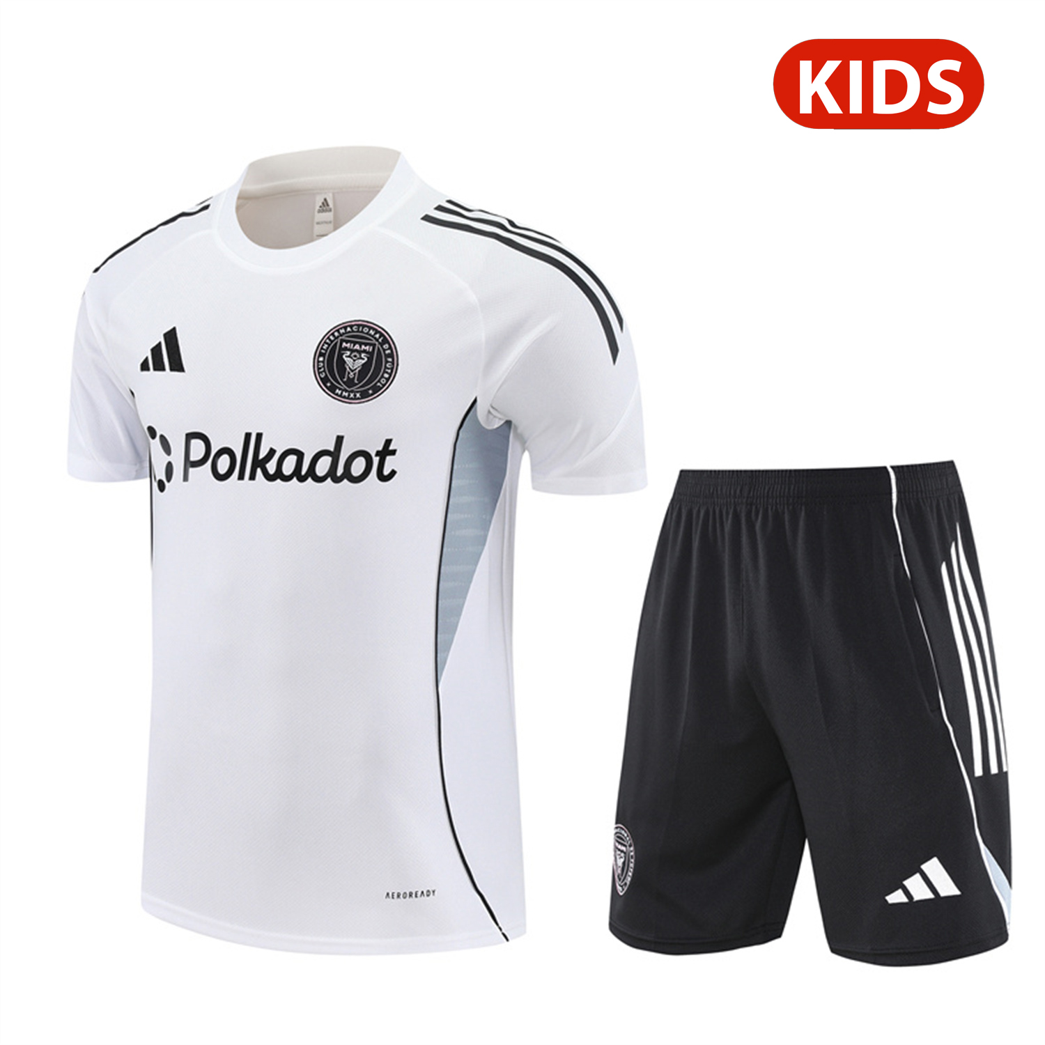AlphaJersey-INT M.A.M 25-26 Kids Short-Sleeve Training Set - White Top and Black Shorts