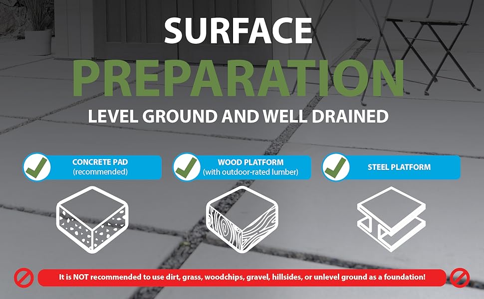 Surface treatment.  The ground is flat and well drained.  Requires foundation.