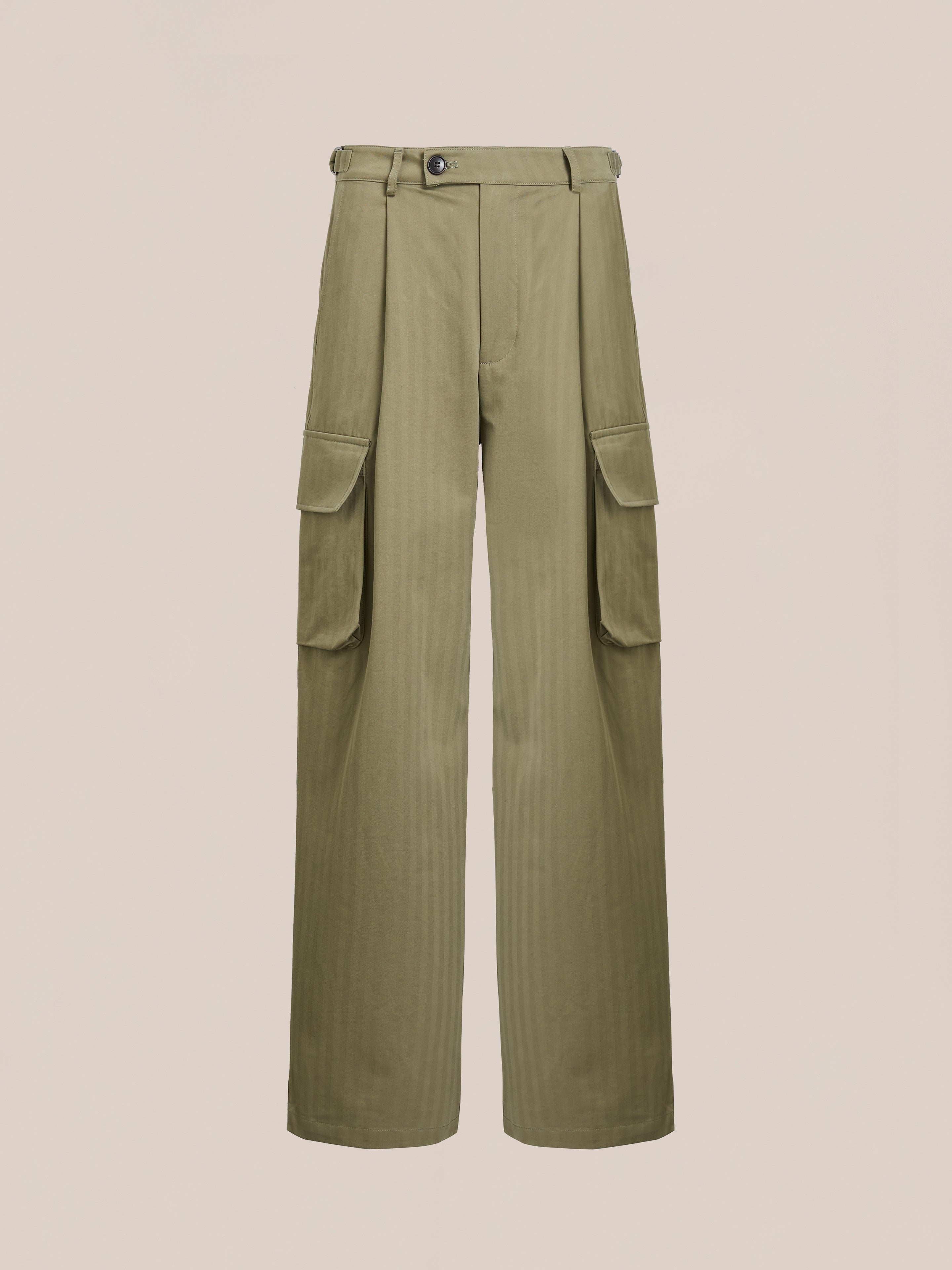 Hava Herringbone Pleated Cargo Trousers | Modern Menswear by yycbvcnbmmnbm