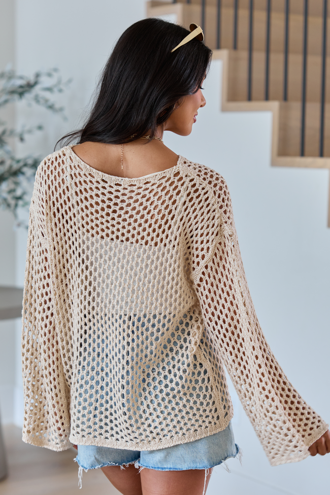 Let It Go Tan Open Knit Sweater SALE | Elegant Women's Fashion by coolavocek