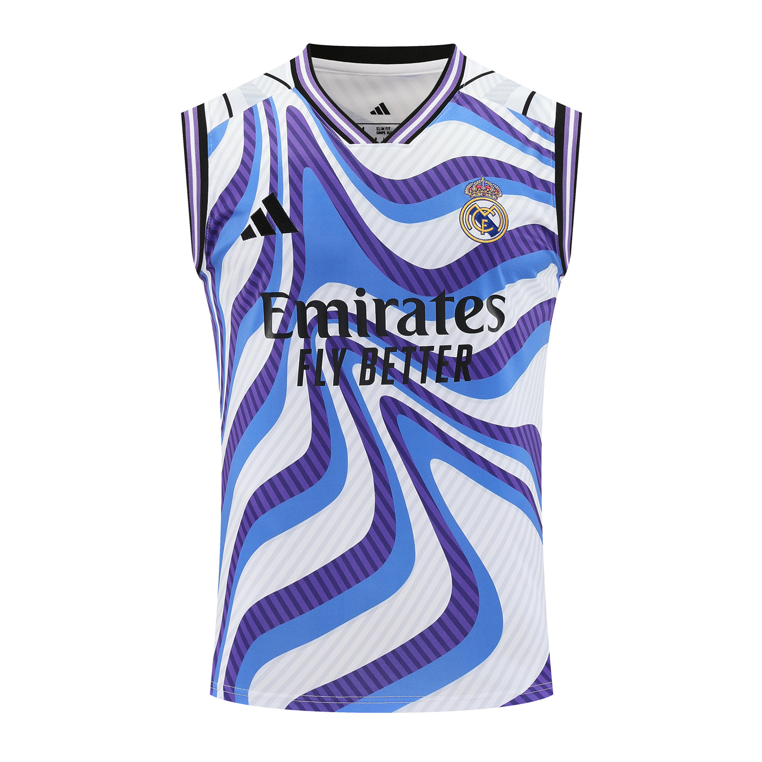 AlphaJersey-Real Madrid 25-26 Vest Training Set - Blue Purple Curve Pattern Vest & Black Shorts