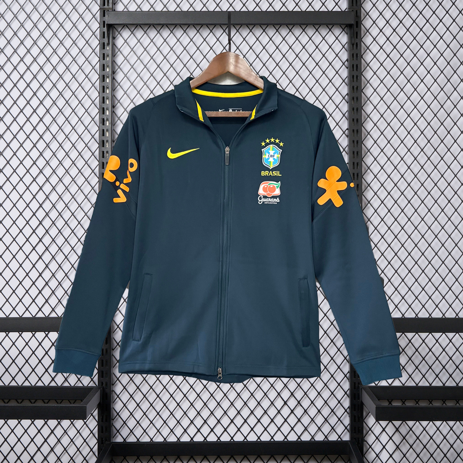 AlphaJersey-Retro Brazil 2022 Pre-Match Dark Blue Unsponsored Windbreaker