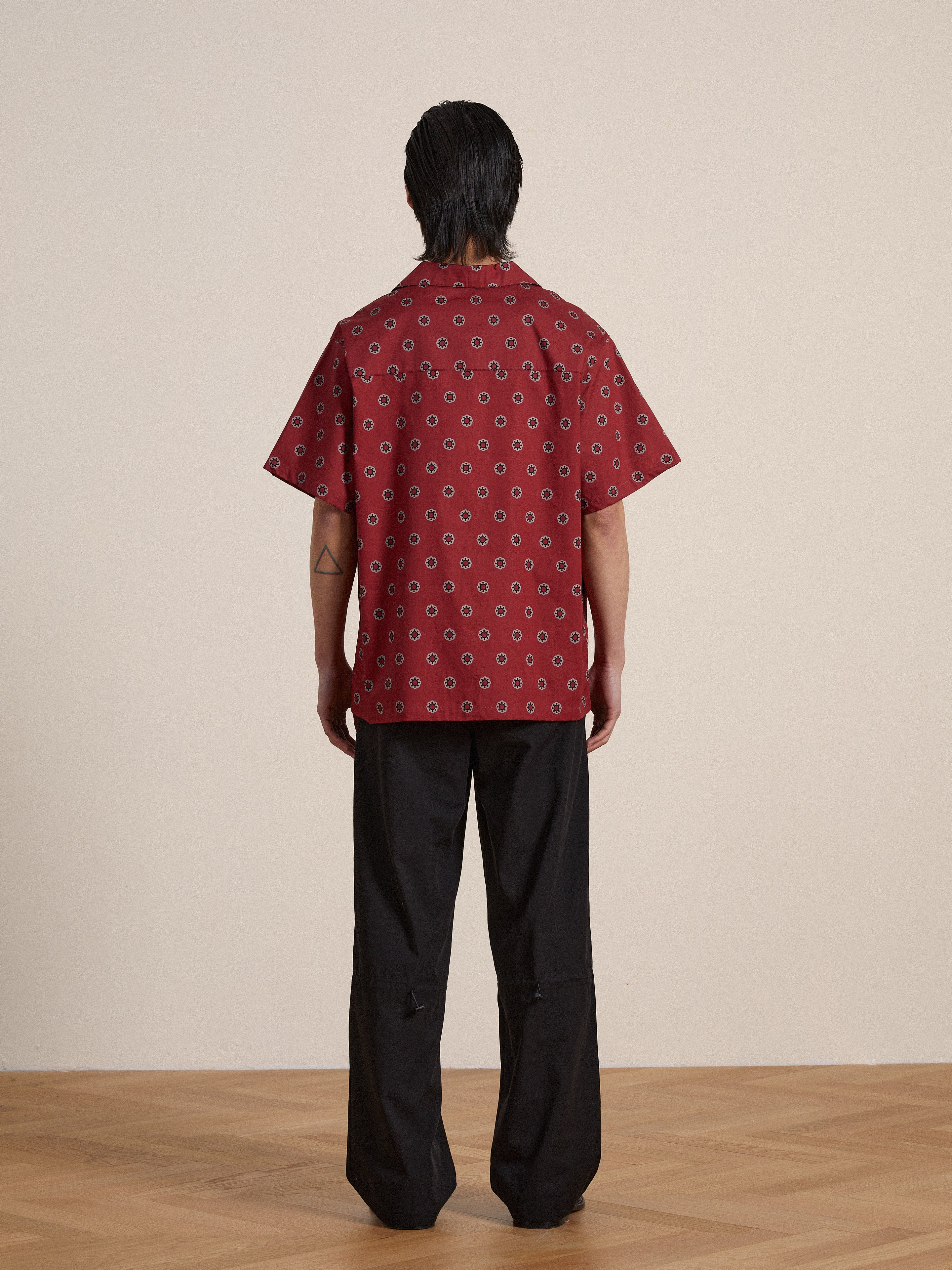 Red Motif SS Camp Shirt | Modern Menswear by yycbvcnbmmnbm