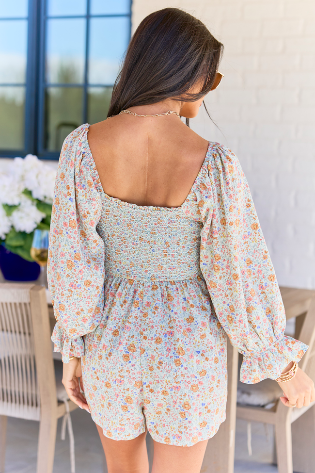 Millie Sage Floral Smocked Top Romper SALE | Elegant Women's Fashion by coolavocek