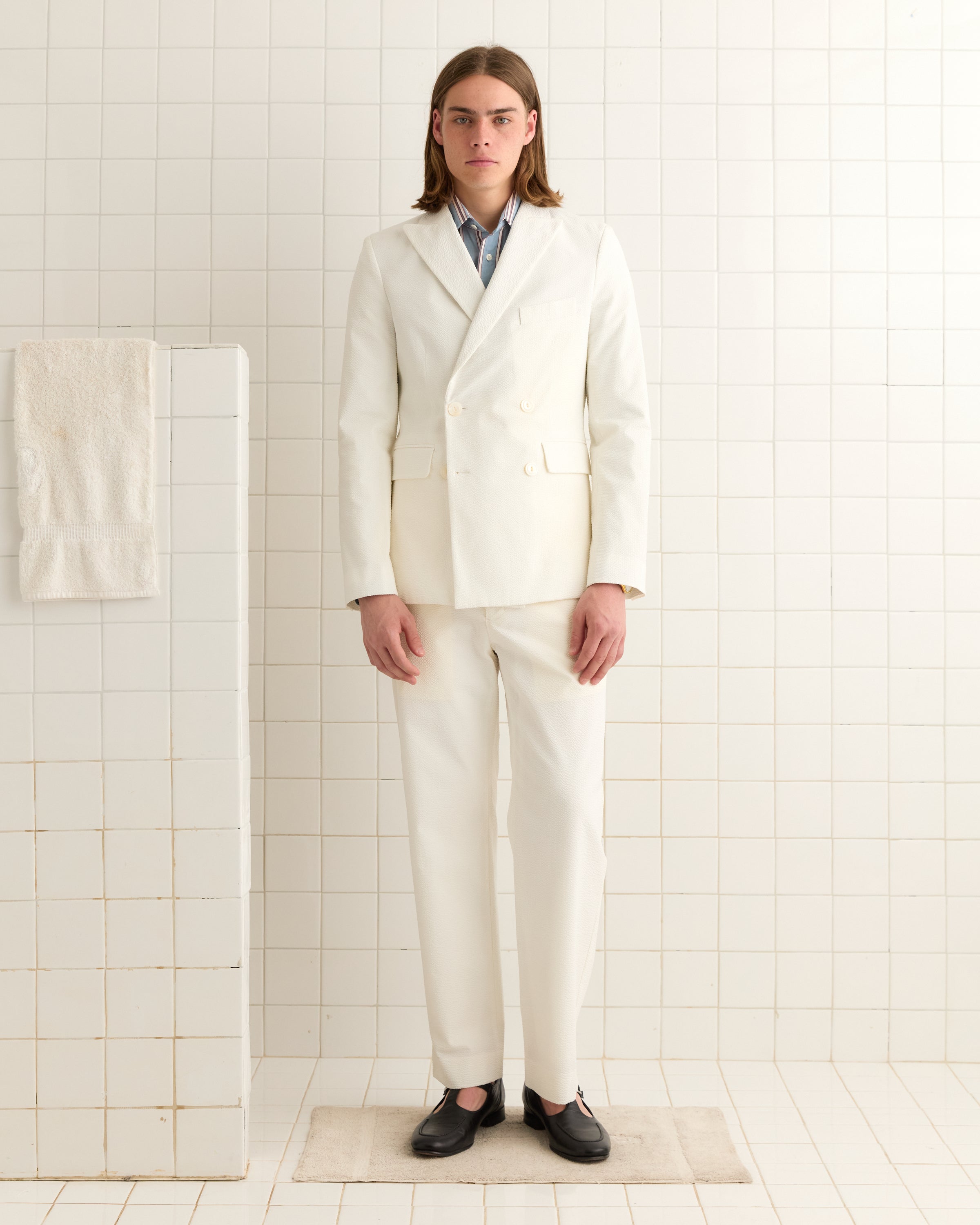 Seersucker Double-Breasted Suit Jacket | Modern Menswear by yycbvcnbmmnbm